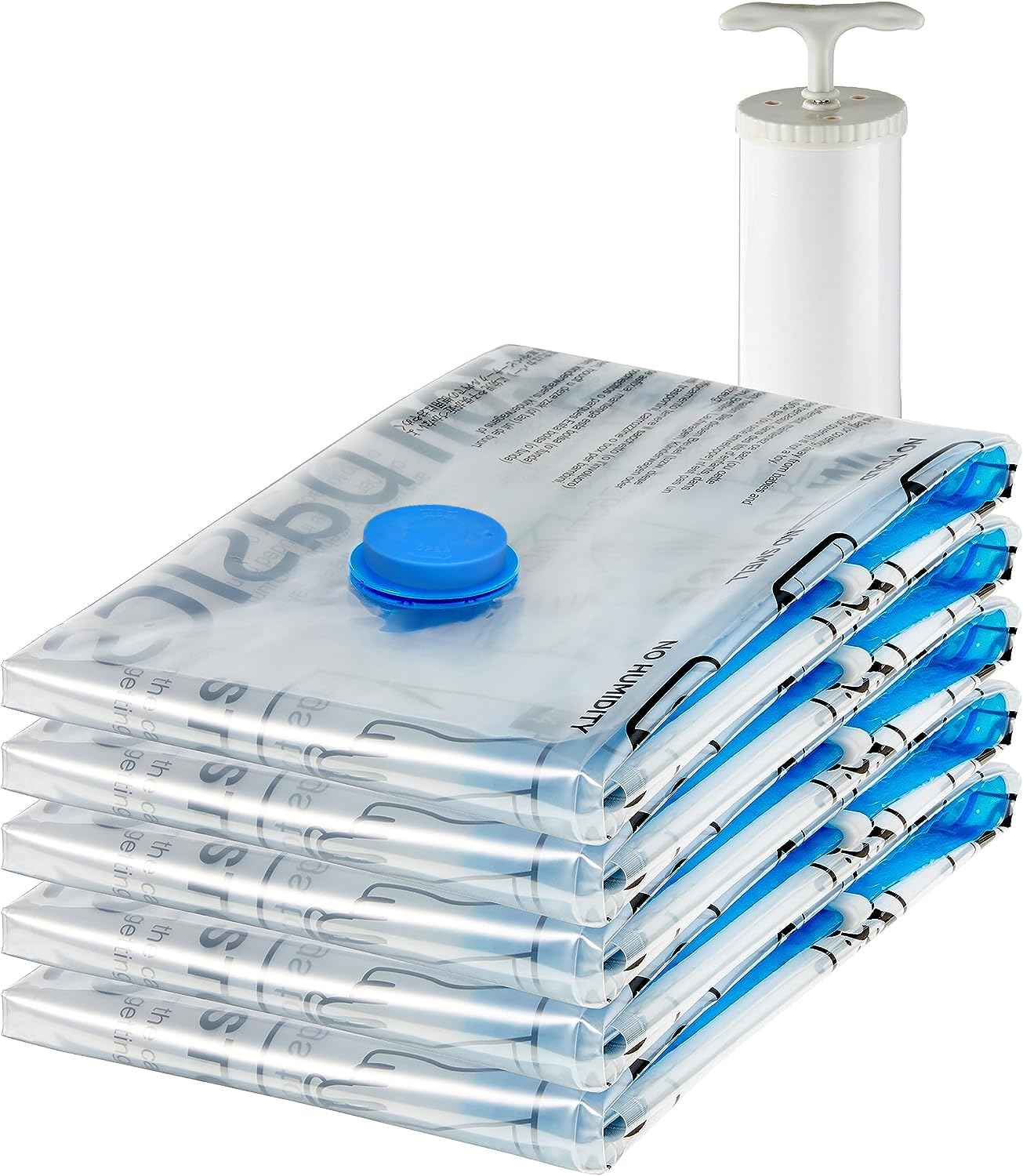 amazon basics Vacuum Compression Storage Bags with Hand Pump – Large, 5-Pack