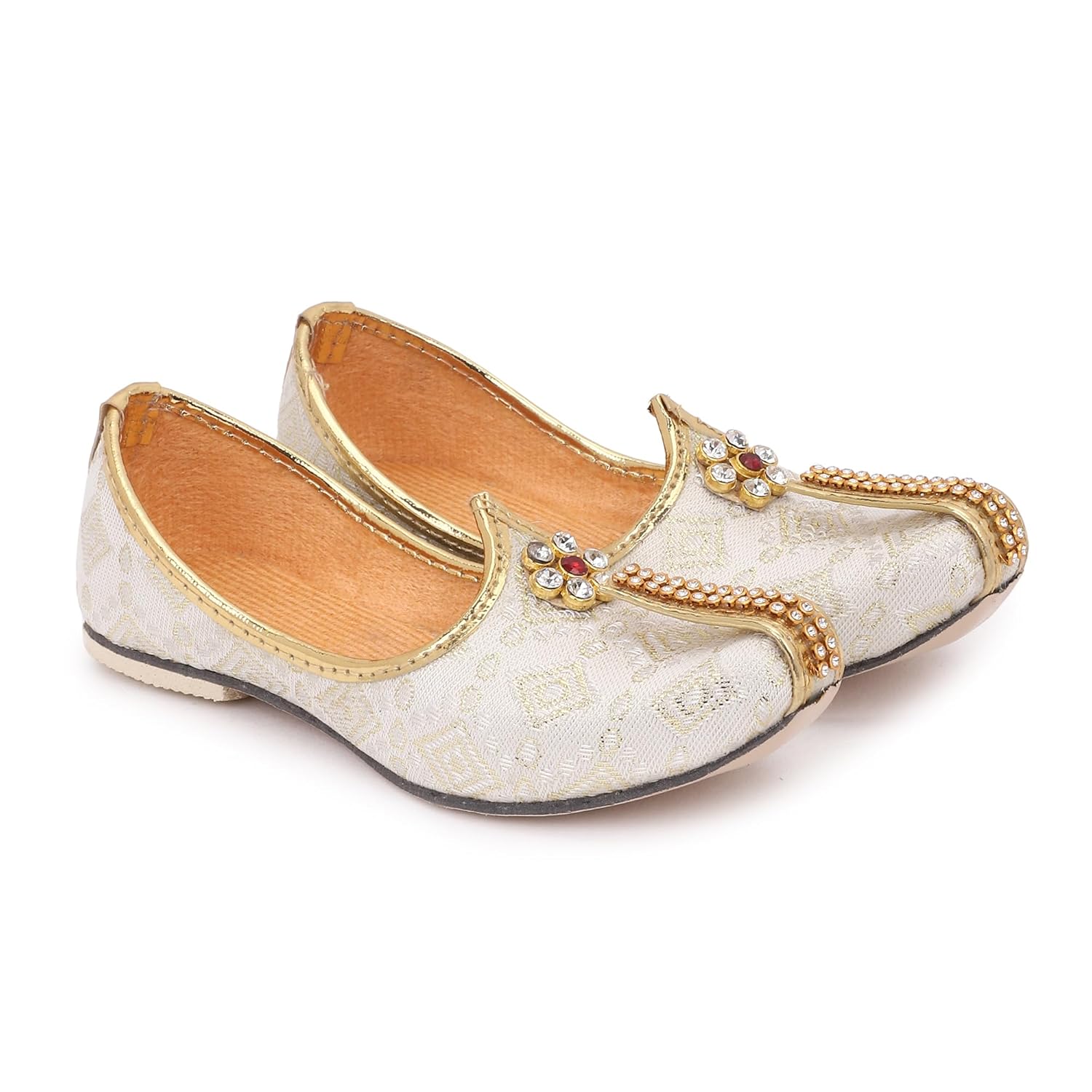superminis Boys Ethnic Jutti Mojari with Stone Embellishment Traditional Loafer for Kids superminis Boys Ethnic Jutti Mojari with Stone Embellishment Traditional Loafer for Kids