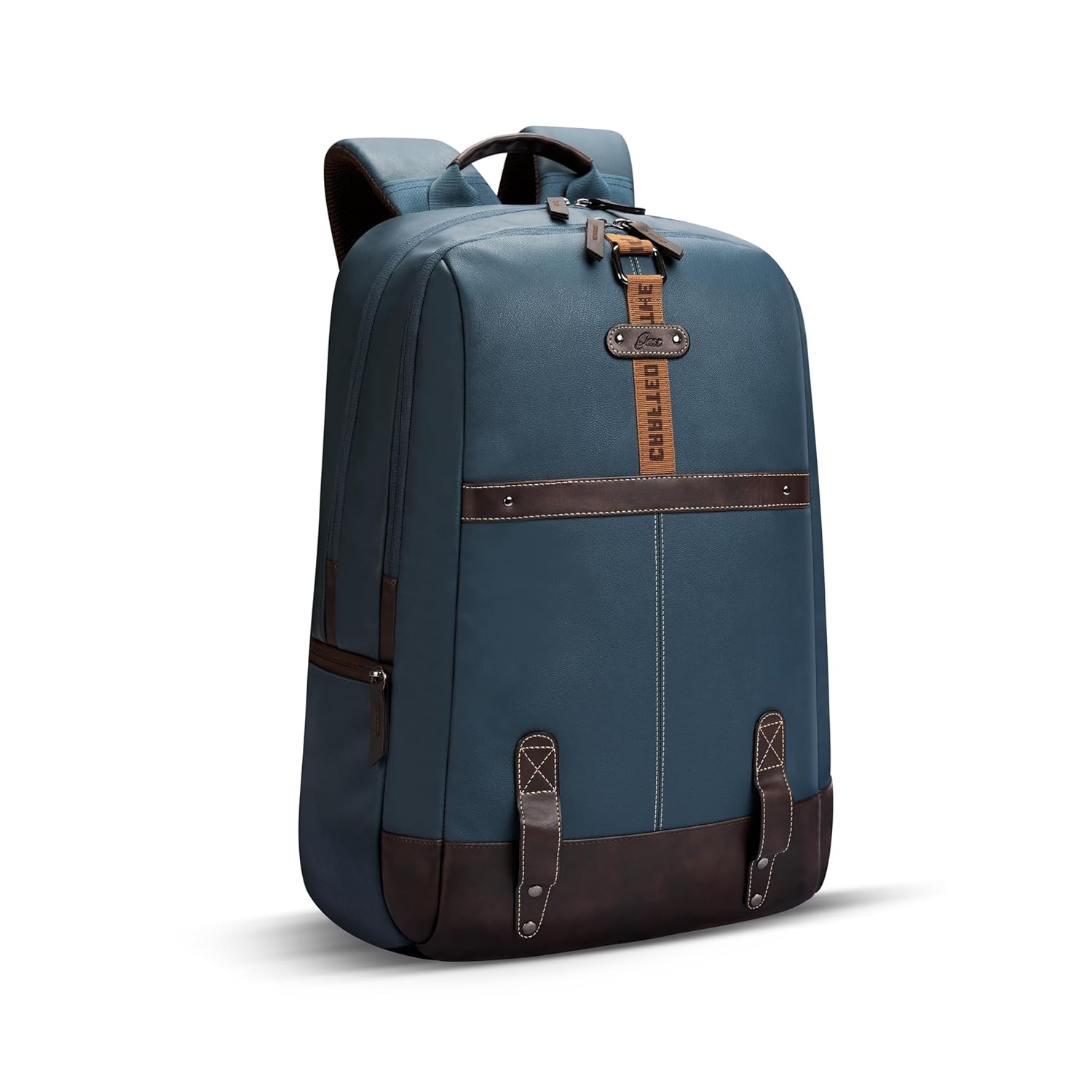 Gear Classic 4 19″/31L Anti Theft Faux Leather Medium Water Resistant 3 Compartment Laptop Backpack/Casual Backpack/Daypack/Travel Backpack/College Bag For Men/Women(Teal-Brown)
