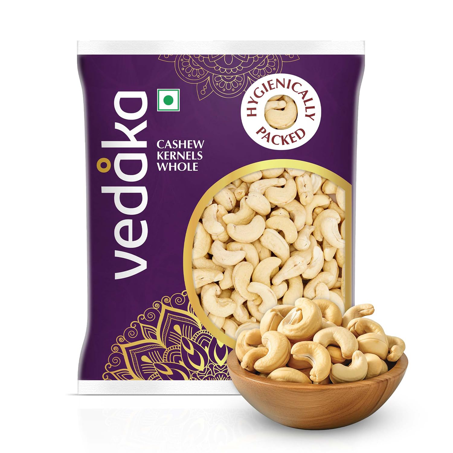 Amazon Brand – Vedaka Whole Cashews | 200 Gram | Grade W320 Kaju | Gluten-Free & Plant Based Protein | Firm Texture, Rich Taste | Regular-Sized, Non-Split | Healthy Snack