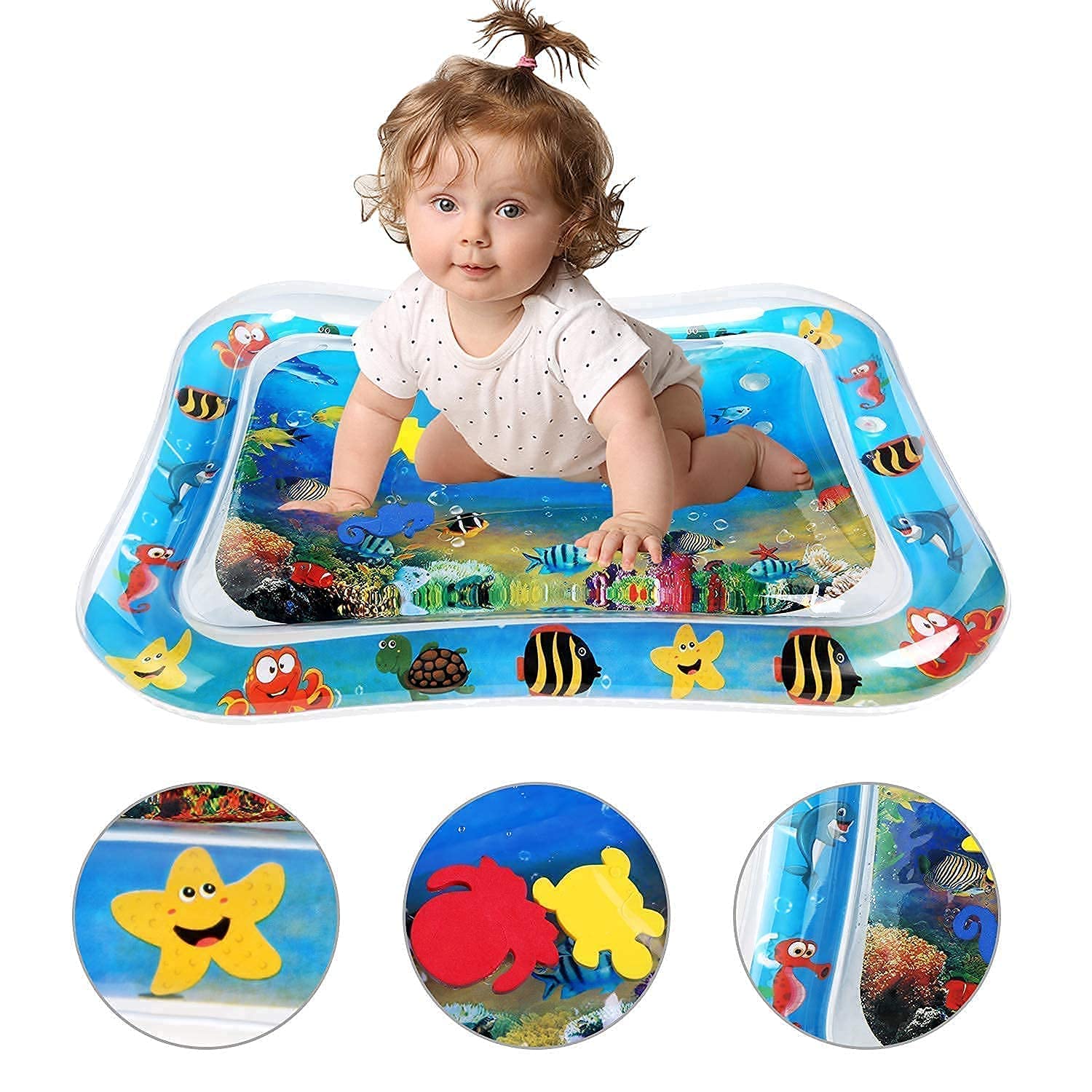 Tec Tavakkal Baby Kids Water Play Mat Toys Inflatable Tummy Time Leakproof Water Play Mat, Fun Activity Play Center Indoor and Outdoor Water Play Mat for Baby Random Design,Pack of 1 set,Blue Tec Tavakkal Baby Kids Water Play Mat Toys Inflatable Tummy Time Leakproof Water Play Mat, Fun Activity Play Center Indoor and Outdoor Water Play Mat for Baby Random Design,Pack of 1 set,Blue
