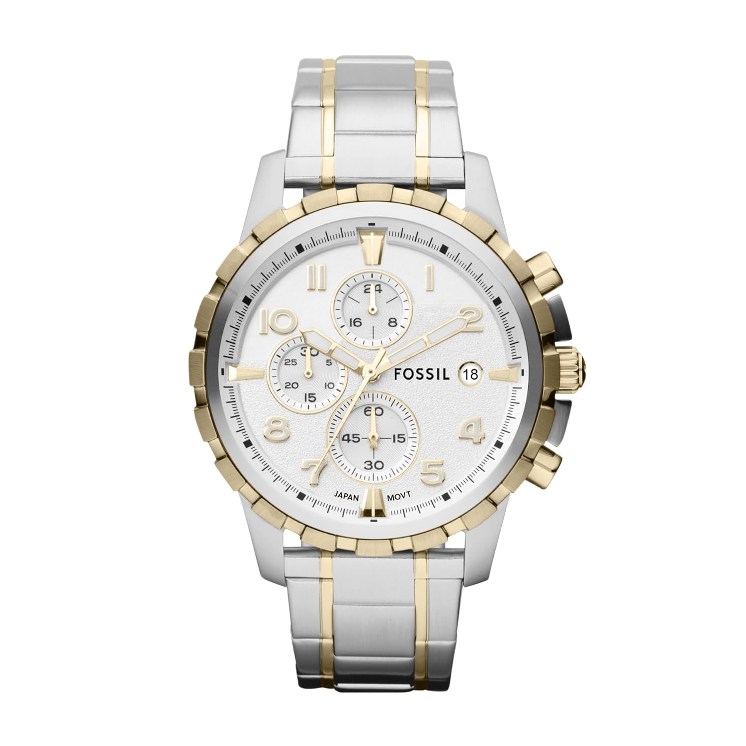 Fossil Analog White Dial Men’s Watch-FS4795 Stainless Steel, Multicolor Strap