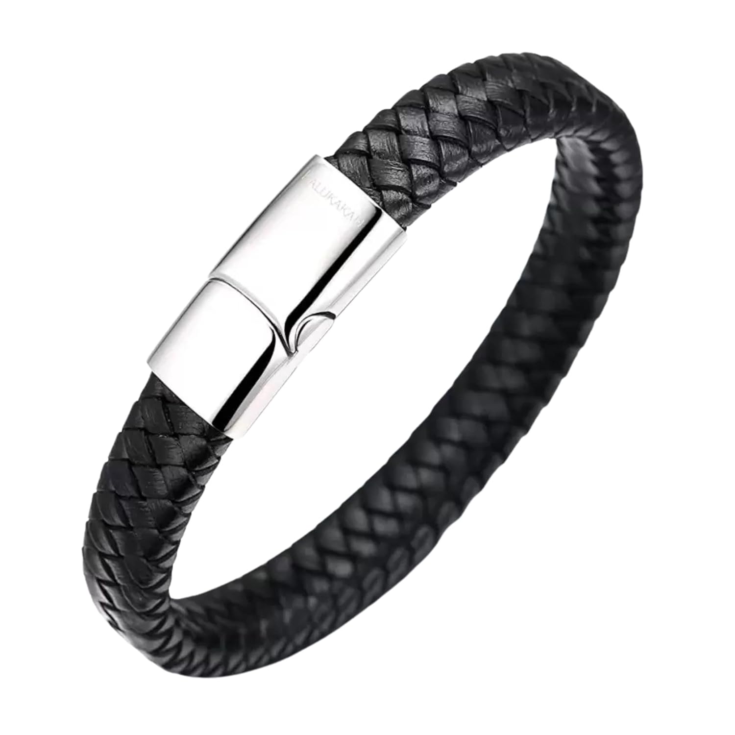 Secret Stash Anti Tarnish Avrum Leather Black Bracelet for Men | Hand Bands for Boys | Wrist Bracelets for Man | Fashion Jewellery Accessories | Stylish Minimal Jewelry