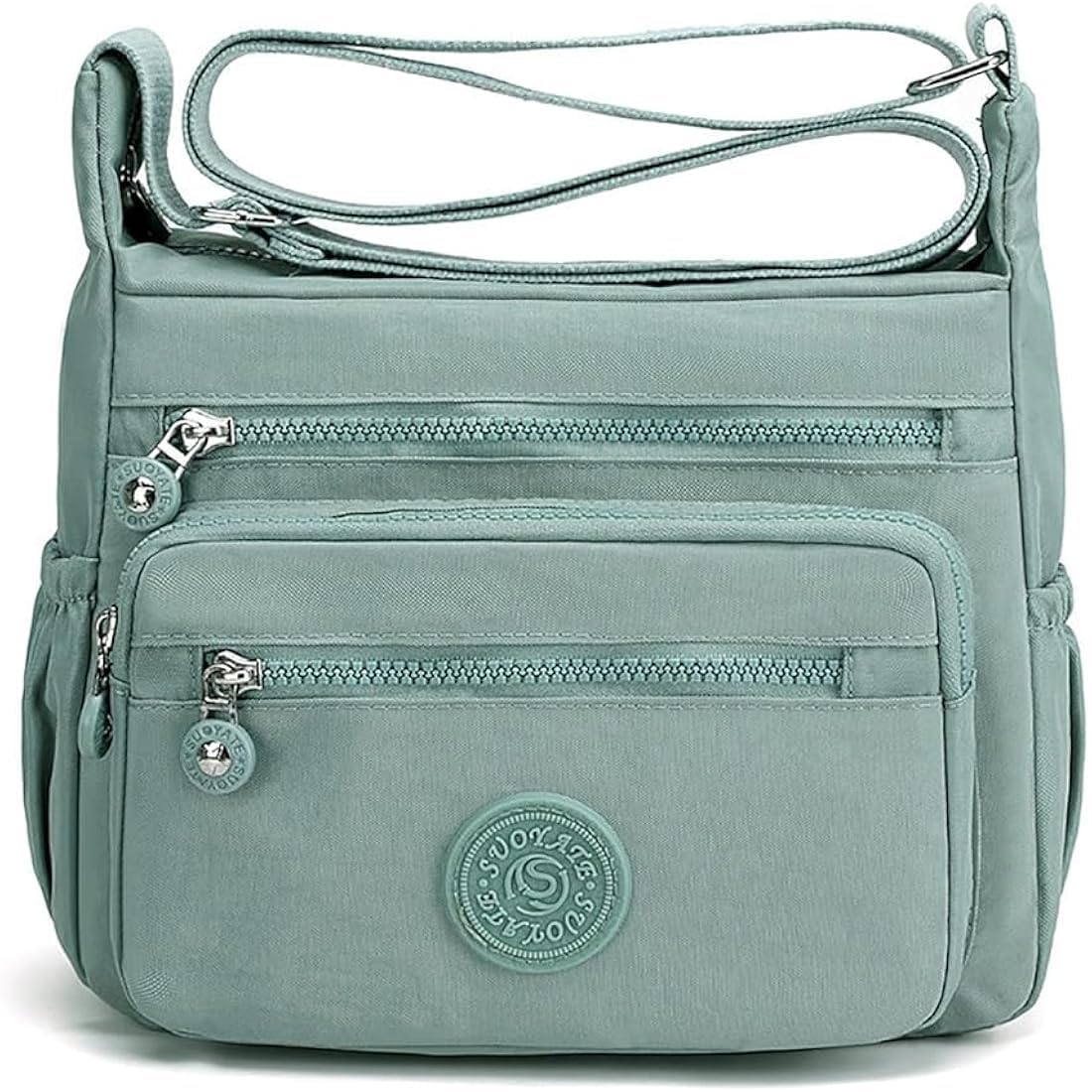 TS WITH TECHSUN Women’s Crossbody Sling Bag For Everyday Use, Nylon Shoulder Bag with Multiple Zipper Pockets, Adjustable Strap, Water Resistant Handbag for Travel, Shopping, College