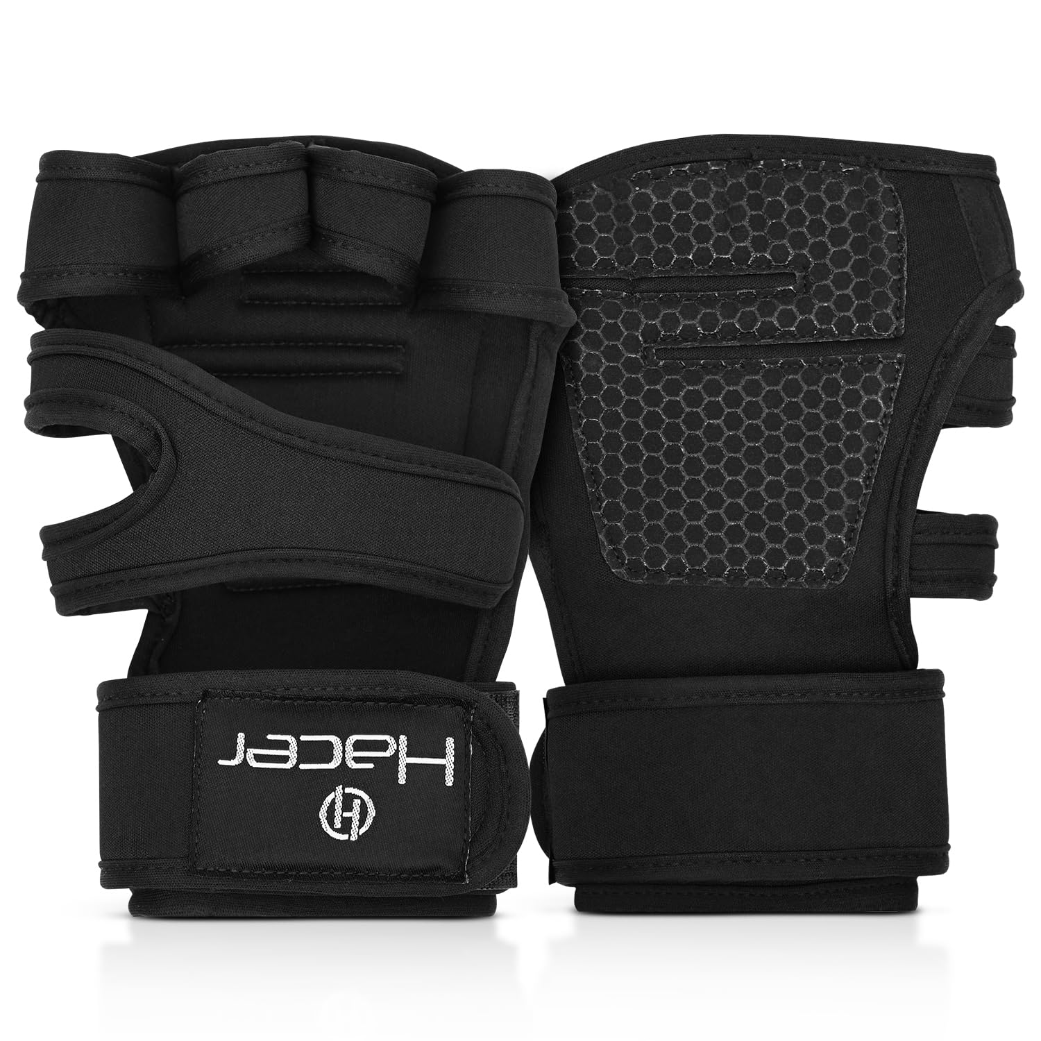 HACER Gym Gloves Weight Lifting Hand Grips with Wrist Wrap Support Half Finger Crossfit Glove for Workout Exercise Fitness Training Powerlifting Men and Women (Pack of 1, Black) HACER Gym Gloves Weight Lifting Hand Grips with Wrist Wrap Support Half Finger Crossfit Glove for Workout Exercise Fitness Training Powerlifting Men and Women (Pack of 1, Black)