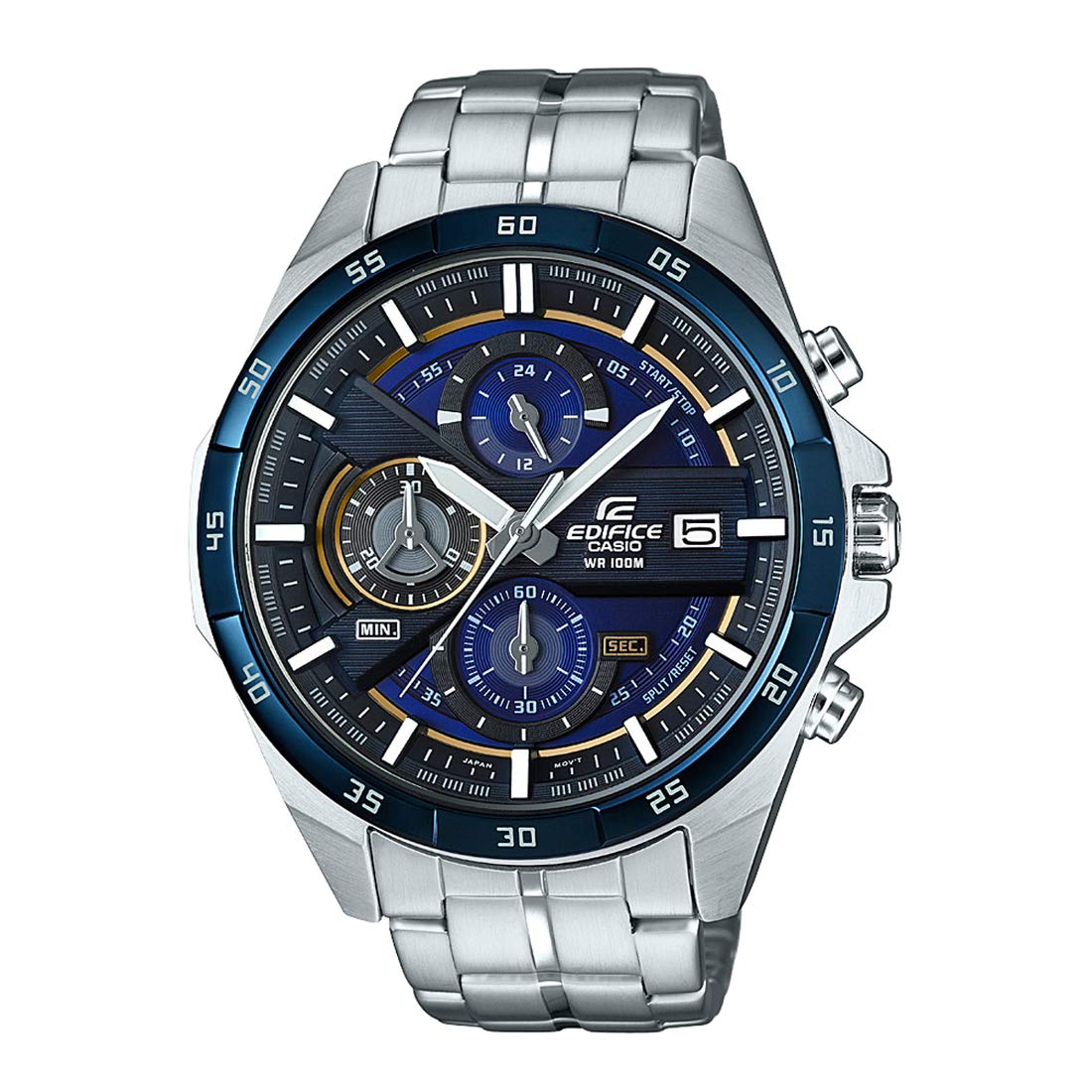 Casio Edifice EFR-556DB-2AVUDF Blue Analog Dial Silver Stainless Steel Band Men’s Watch Chronograph 100M Water Resistant EX362