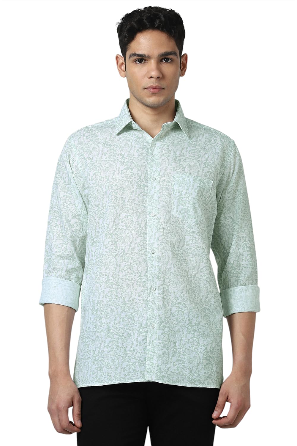 Van Heusen Men’s Cotton Linen Floral Printed Full Sleeve Regular Fit Shirt Van Heusen Men’s Cotton Linen Floral Printed Full Sleeve Regular Fit Shirt