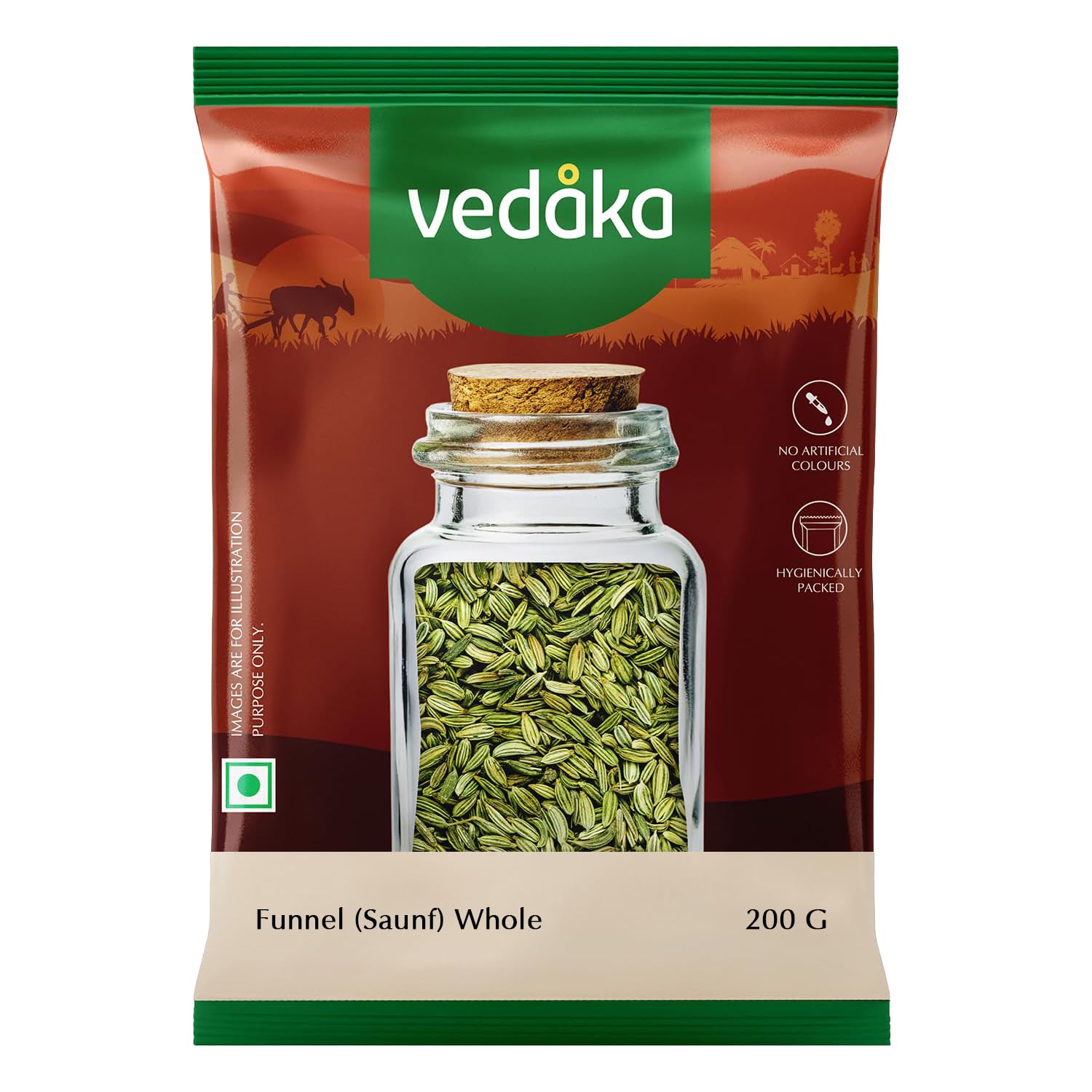 Amazon Brand – Vedaka Fennel Whole | 200 G | Saunf | No Added Colours or Preservatives