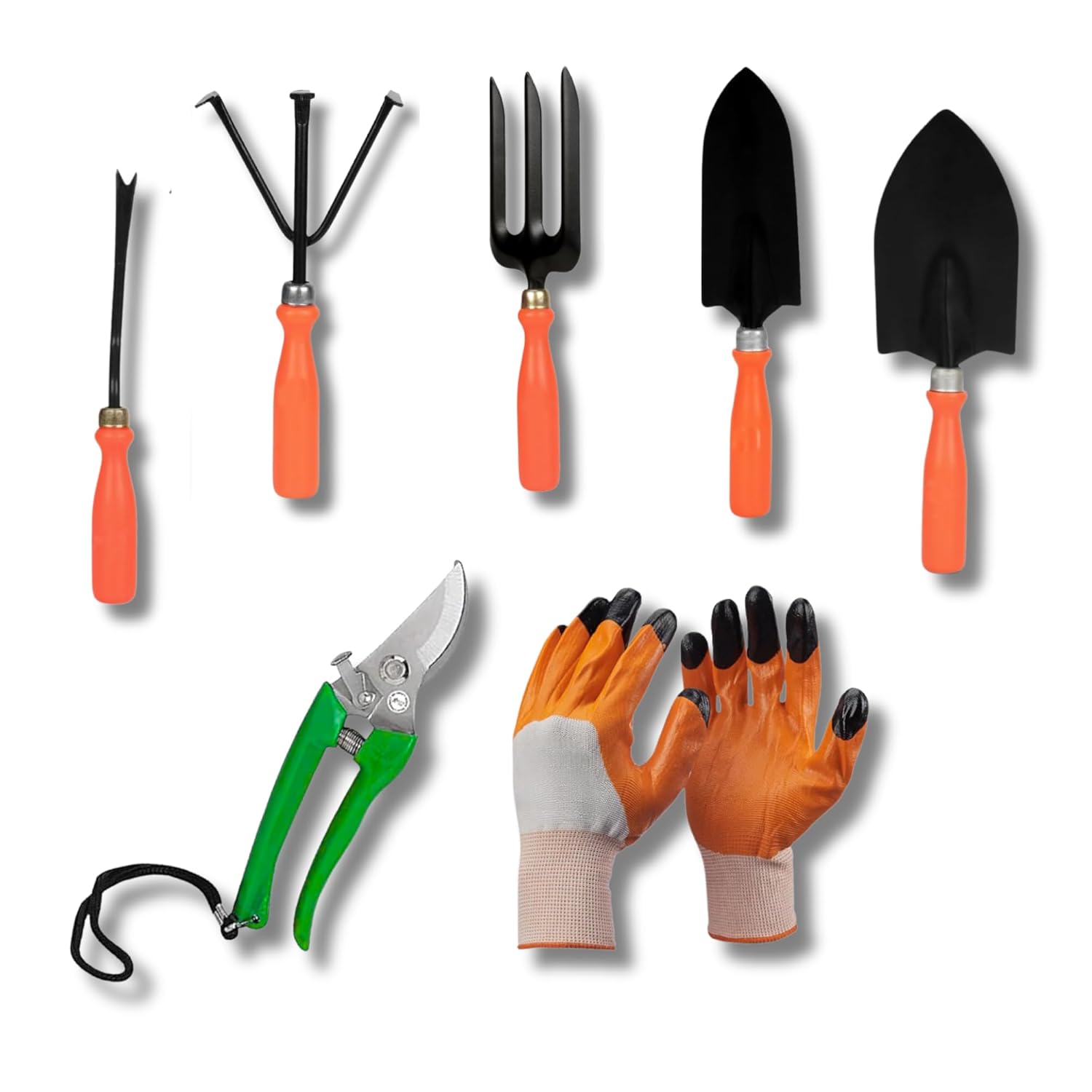 Kraft Seeds Home Tools, 7Pcs Gardening Tools Kit for Home Garden – (Cultivator, Fork, Trowels, Weeder, Gloves, Pruner Cutter), Lightweight, Portable, Durable Gardening Items for Indoor and Outdoor Use Kraft Seeds Home Tools, 7Pcs Gardening Tools Kit for Home Garden – (Cultivator, Fork, Trowels, Weeder, Gloves, Pruner Cutter), Lightweight, Portable, Durable Gardening Items for Indoor and Outdoor Use