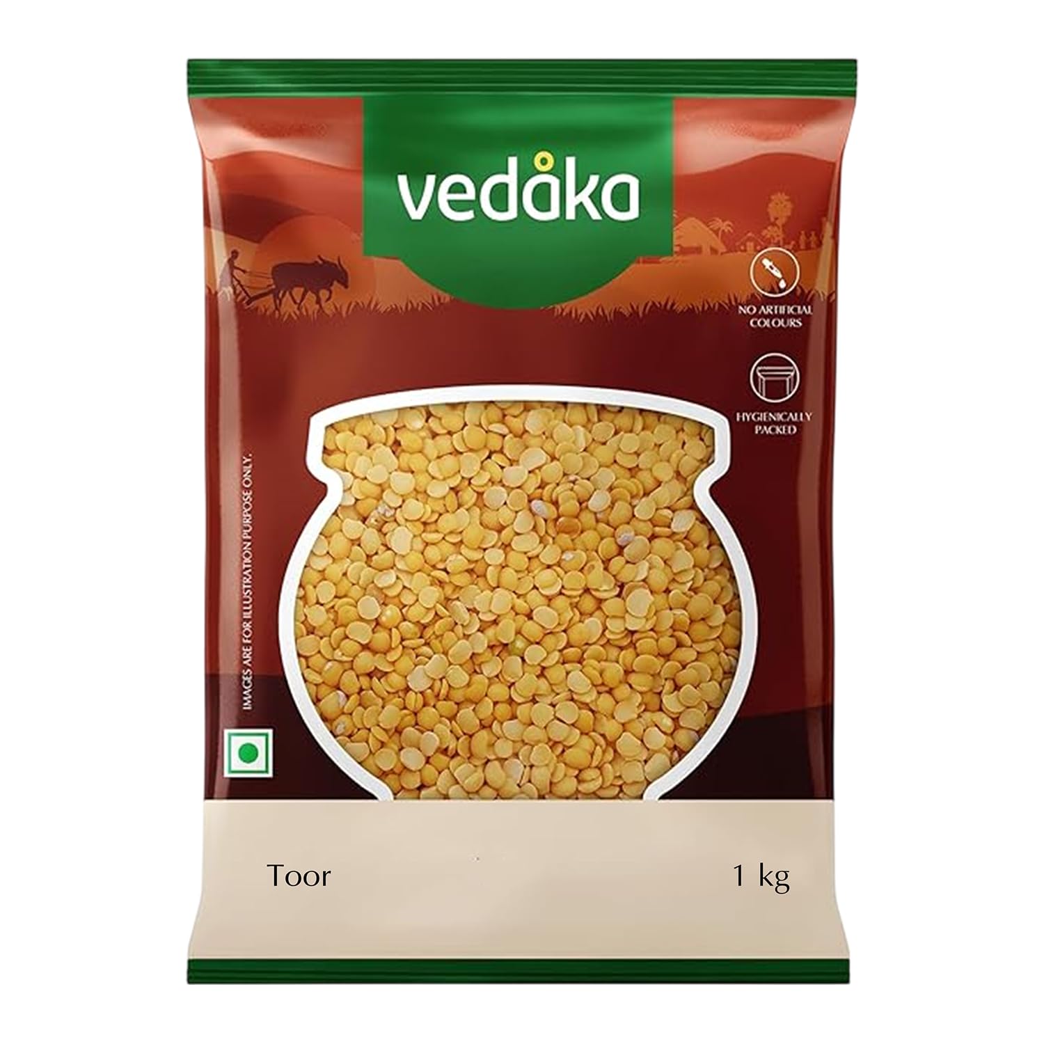 Amazon Brand – Vedaka Popular Unpolished Toor Dal | 1 Kg Pack | Naturally Rich Source Of Protein | Naturally Cholesterol-Free