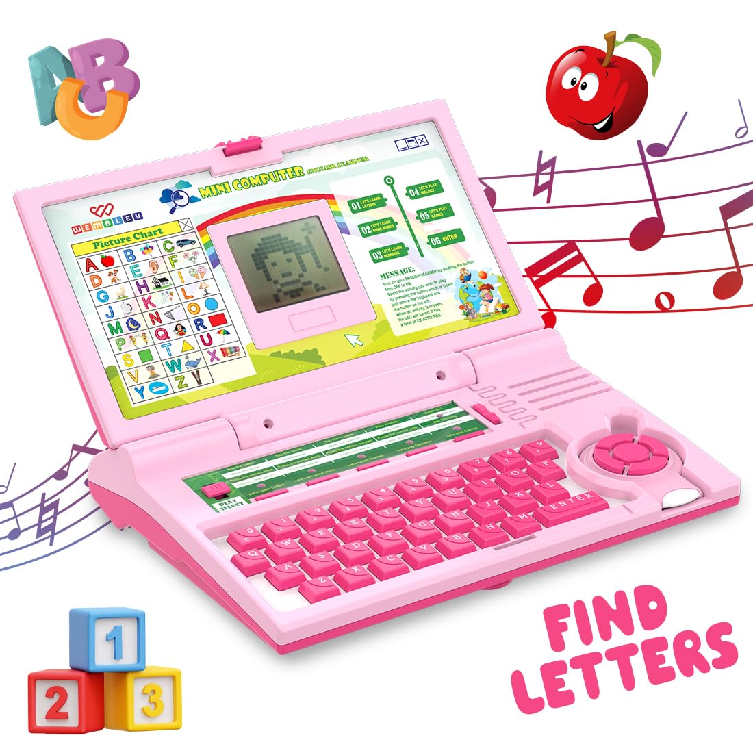 Wembley Educational Laptop for Kids Toys for 2-5 Years Learning Activity Computer Educational Toy for 3 Years Old Boy Learn Alphabet,Letter,Words,Games,Mathematics,Music,Logic Memory Tool,Multicolour Wembley Educational Laptop for Kids Toys for 2-5 Years Learning Activity Computer Educational Toy for 3 Years Old Boy Learn Alphabet,Letter,Words,Games,Mathematics,Music,Logic Memory Tool,Multicolour