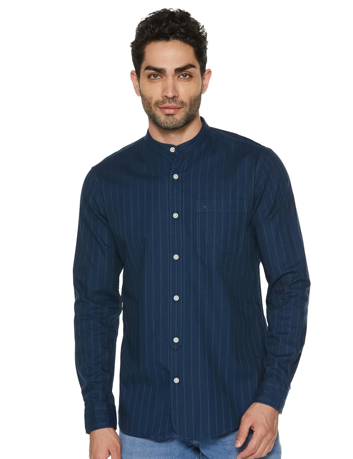 Allen Solly Men Cotton Regular Fit Mandarin Collar Casual Shirt