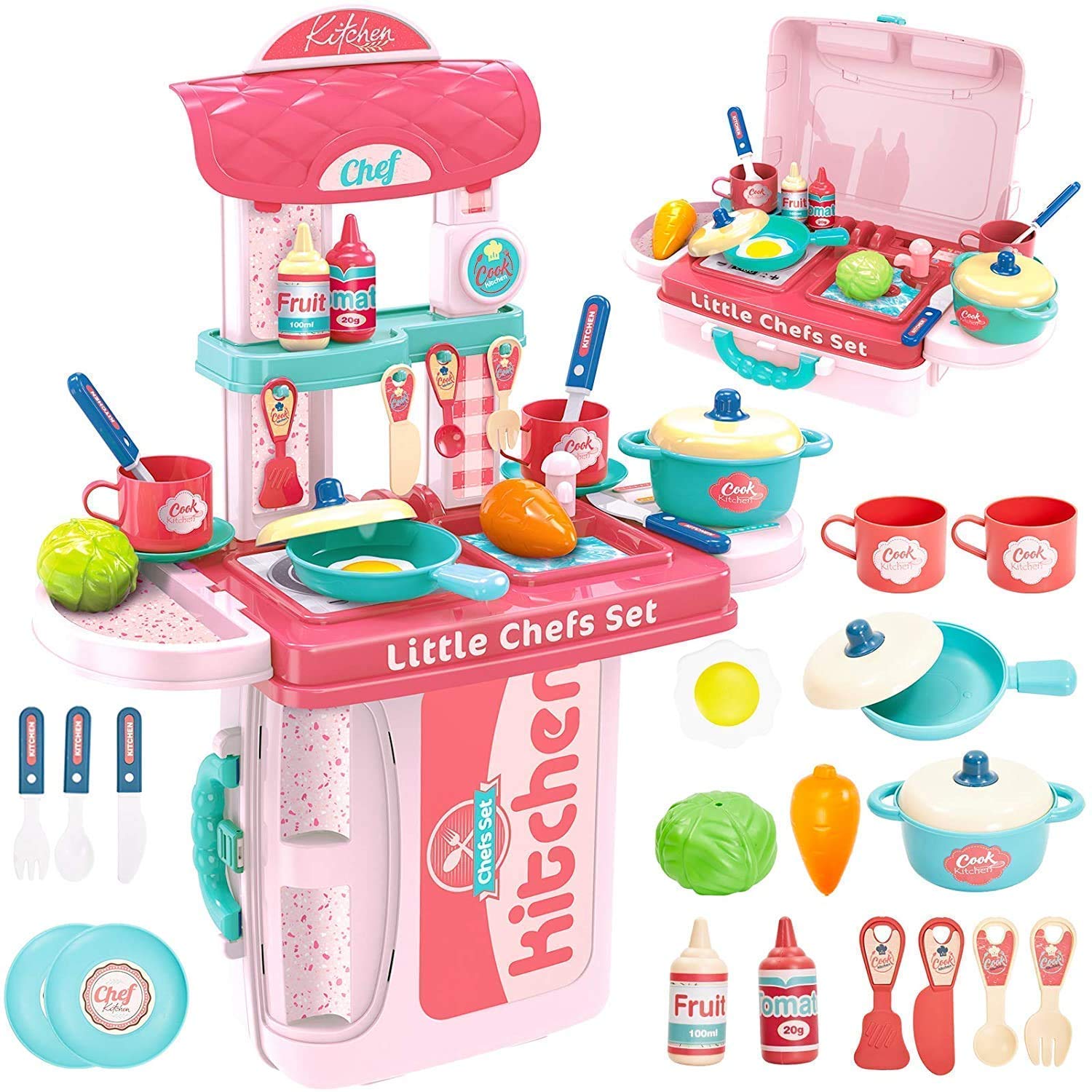 Cable World Plastic 3 in 1 Portable Pretend Food Party Role Cooking Kitchen Play Set Toy for Baby, Toodlers, Boys and Girls Cable World Plastic 3 in 1 Portable Pretend Food Party Role Cooking Kitchen Play Set Toy for Baby, Toodlers, Boys and Girls
