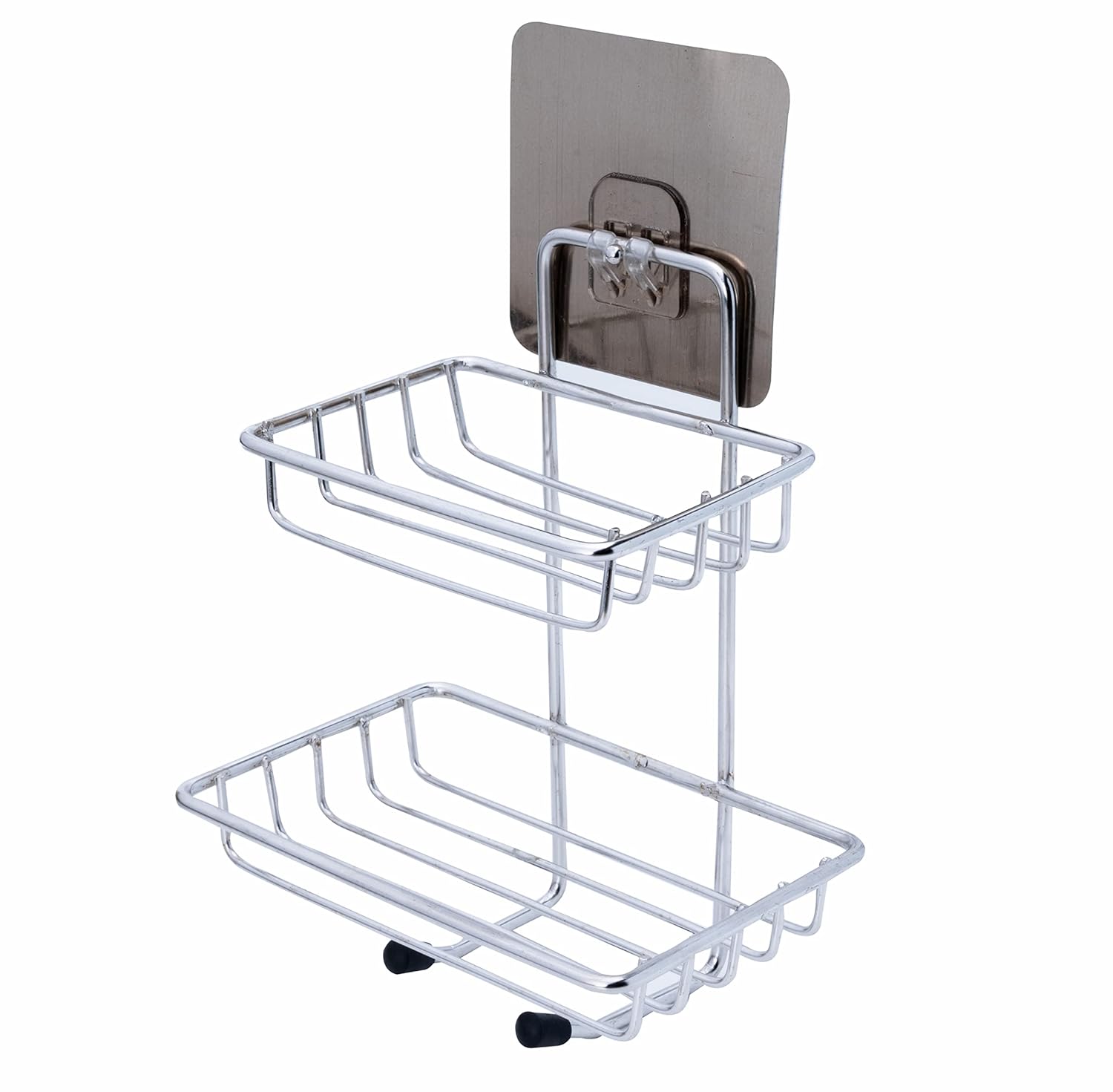 JIALTO® Wall Mounted Double Layer soap Dish Holder Stainless Steel Wall Hanging Soap Storage Rack for Kitchen Bathroom-with Self Adhesive Magic Sticker