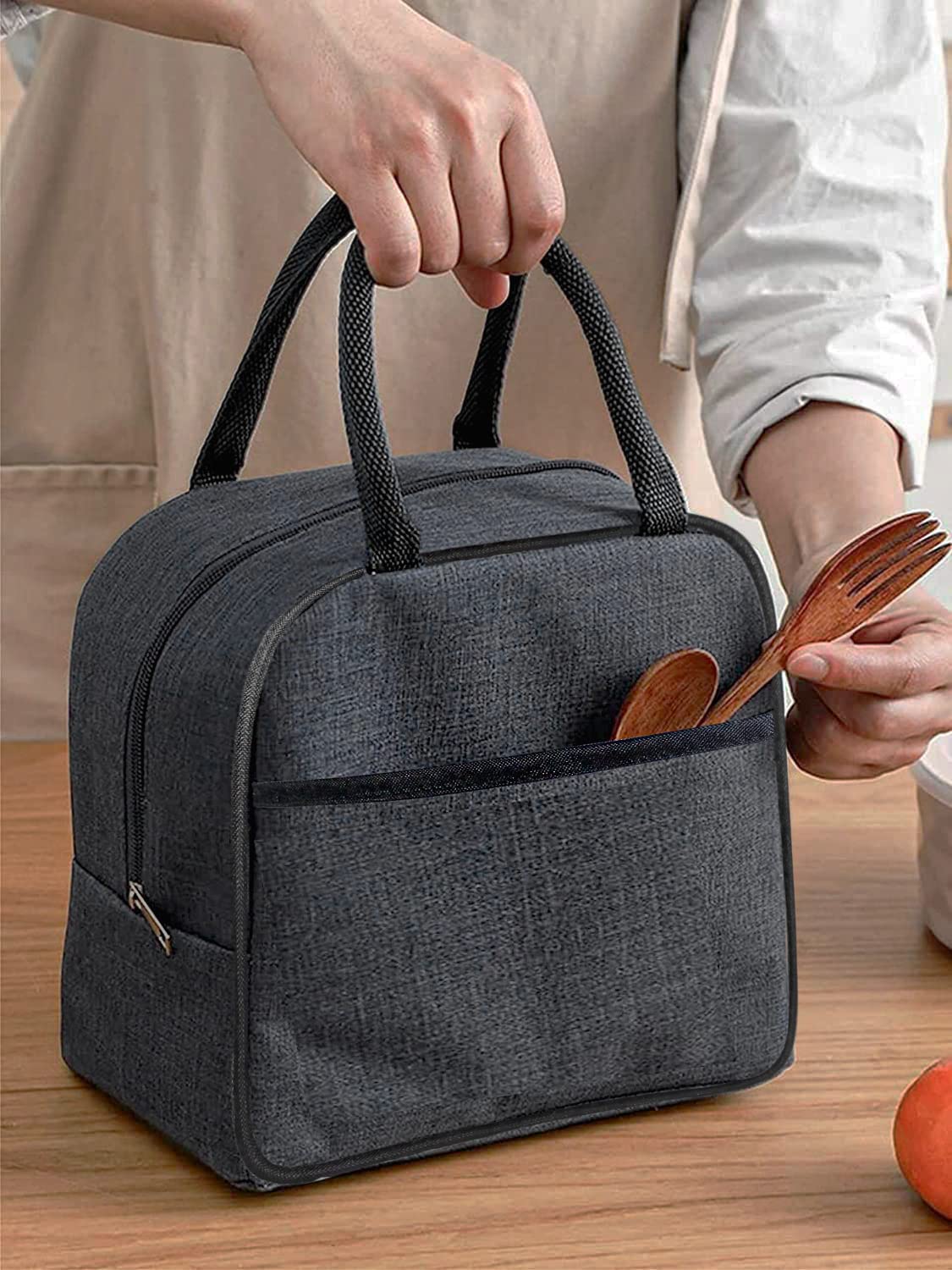 SVH Insulated Travel Lunch/Tiffin/Storage Bag for Women and Men Office, Collage and School (Grey) (Cotton)7 liters