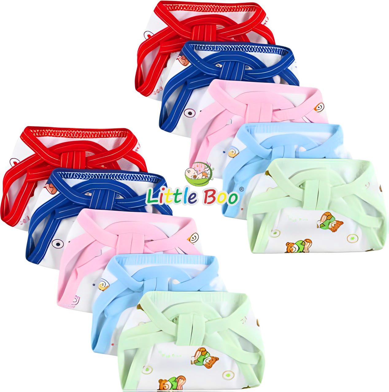 Little Boo new born Baby’s Cotton Cloth Diapers/Langot/nappy U Shaped Washable and Reusable Nappies (Multicolour,0-6 Months) Pack of 10 Little Boo new born Baby’s Cotton Cloth Diapers/Langot/nappy U Shaped Washable and Reusable Nappies (Multicolour,0-6 Months) Pack of 10