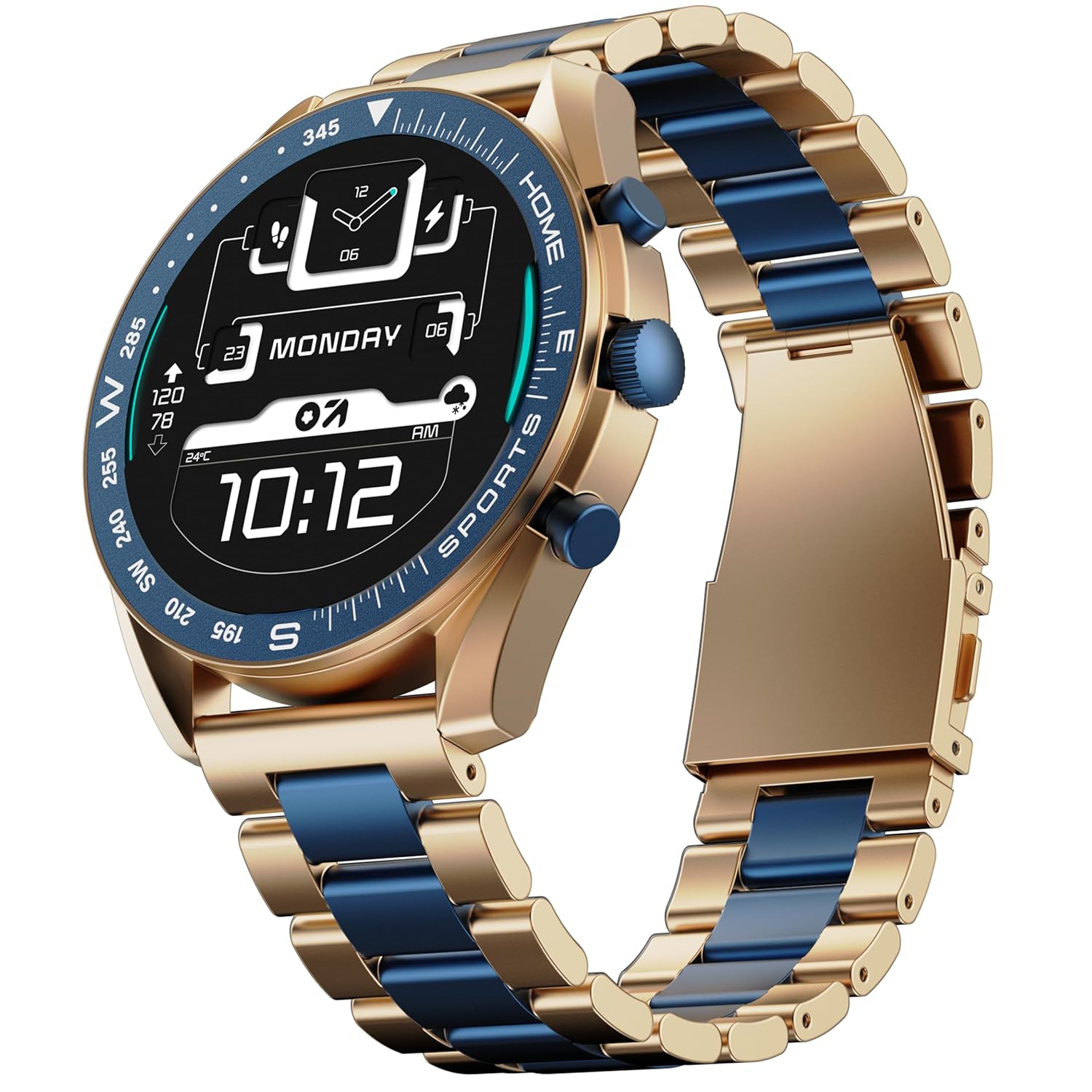 GOBOULT Mirage Smart Watch 1.39”HD Screen, Bluetooth Calling, IP67, Zinc Alloy Frame, 500 Nits Brightness, AI Voice Assistant, SpO2 Monitoring, 120+ Sports Mode (Amber Blue)