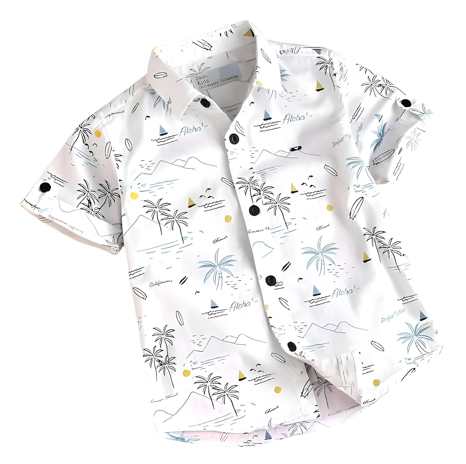 Vikita Enterprise Kid Boy’s Cotton Hawaiian Tropical Printed Shirt with Spread Collar Neck Half Sleeves Button Closure Curved Length | Shirt For Kids Boys | 3652