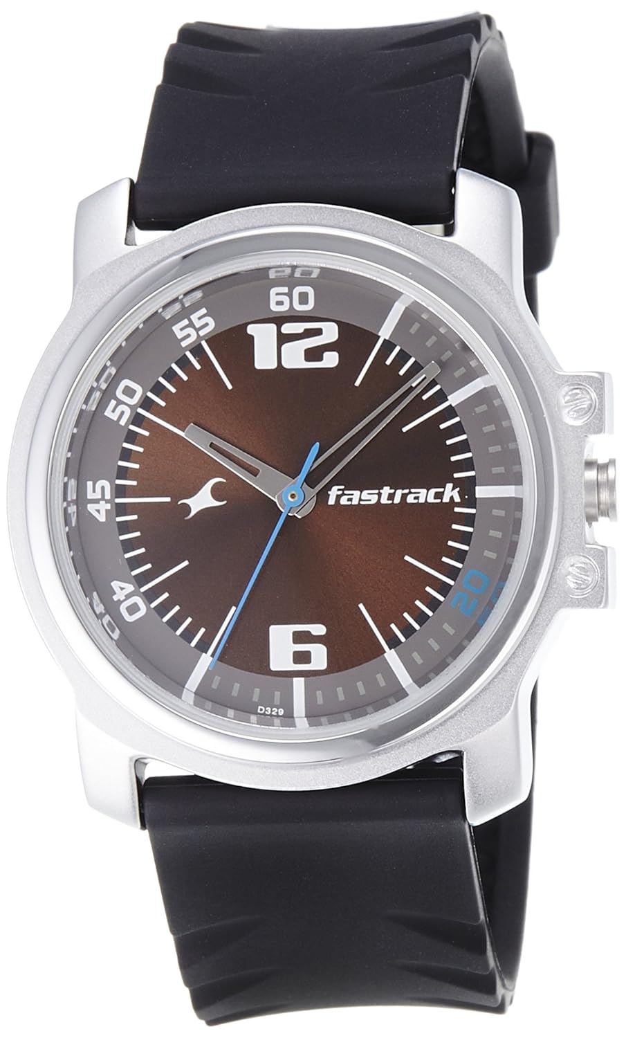 Fastrack Mens Analog Brown Dial Black Band Synthetic Watch