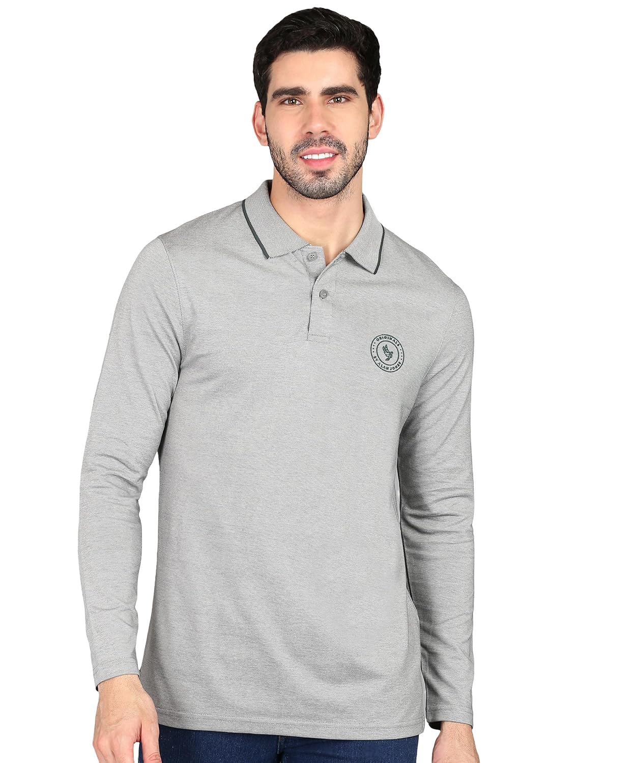 Alan Jones Clothing Men’s Cotton Regular Fit Solid Full Sleeves Polo T-Shirt Alan Jones Clothing Men’s Cotton Regular Fit Solid Full Sleeves Polo T-Shirt