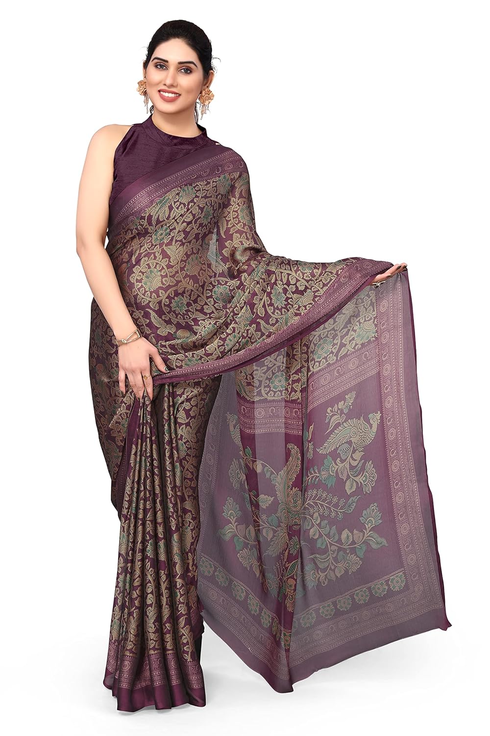 MIRCHI FASHION Women’s Plain Weave Chiffon Abstract printed Saree with Blouse Piece