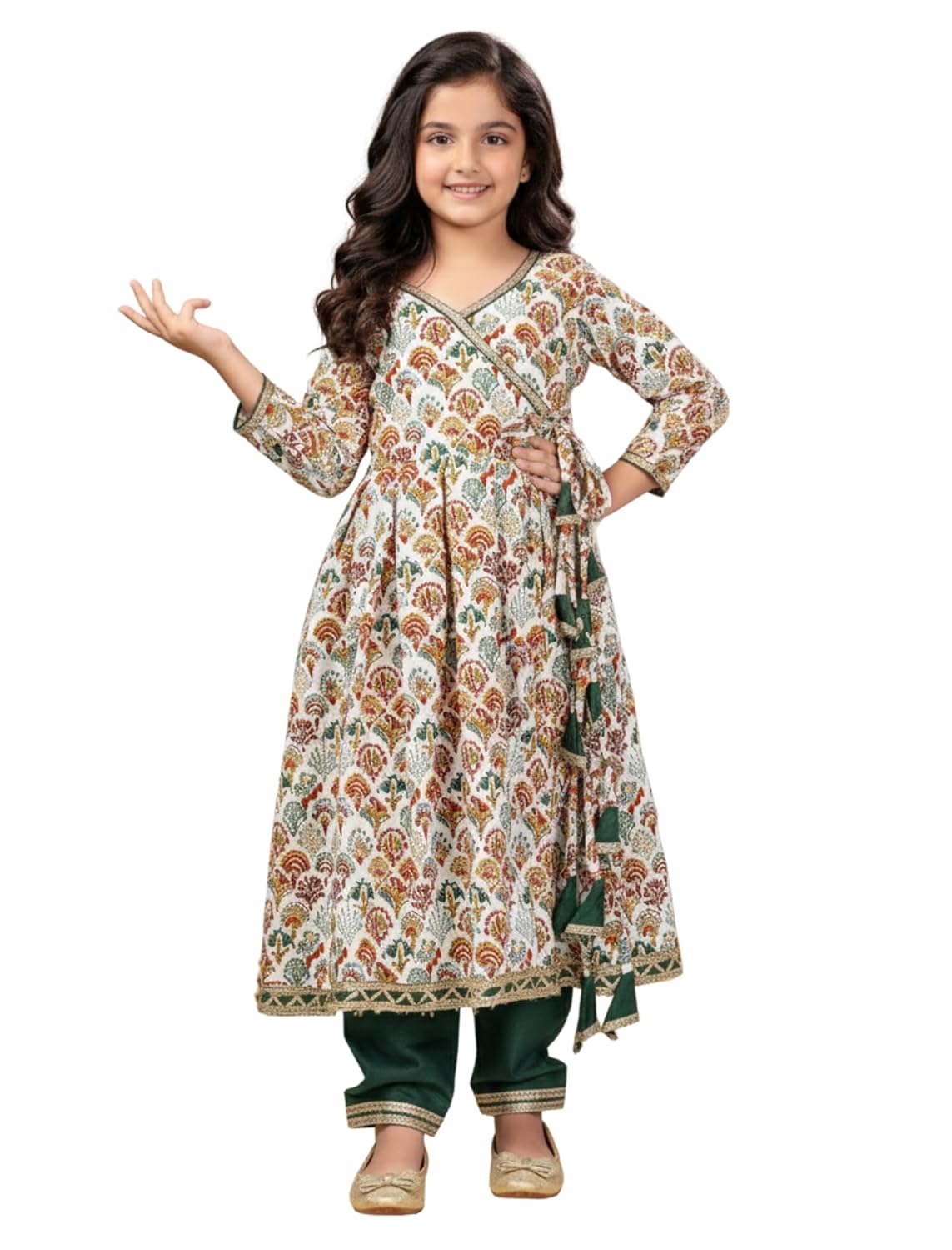 Naixa Girl’s Rayon Blend Floral Pattern Anarkali Dress Payjama Dupatta Set with 3/4 Sleeve V- Neck and Drawstring Closure Type| Kurta Sharara Set for Girl’s Naixa Girl’s Rayon Blend Floral Pattern Anarkali Dress Payjama Dupatta Set with 3/4 Sleeve V- Neck and Drawstring Closure Type| Kurta Sharara Set for Girl’s