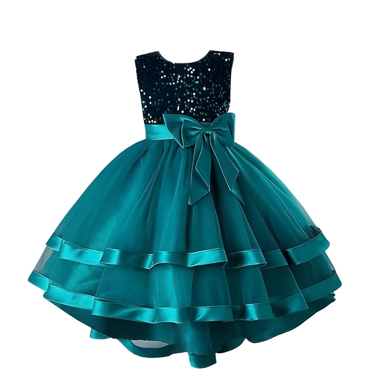 Niren Enterprise Embroidery Sequence Baby Frock for Kid Girls with Sleeveless Bow Surface Styling and Round Neck | Frock for Baby Girl Niren Enterprise Embroidery Sequence Baby Frock for Kid Girls with Sleeveless Bow Surface Styling and Round Neck | Frock for Baby Girl