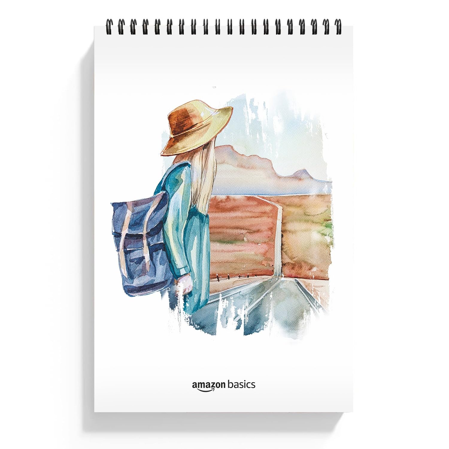 Amazon Basics Watercolour Book | A5 Size 24 Perforated Pages | 300 GSM, Bleed-Free Paper | Wiro Bound, Lay-Flat Design | Ideal for Watercolour, Acrylic, Mixed Media & More