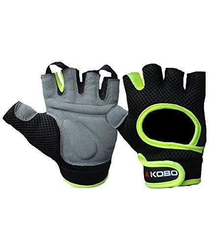 Kobo WTG-03-Green Weight Lifting Gym Gloves Hand Protector for Fitness Training, Medium Kobo WTG-03-Green Weight Lifting Gym Gloves Hand Protector for Fitness Training, Medium