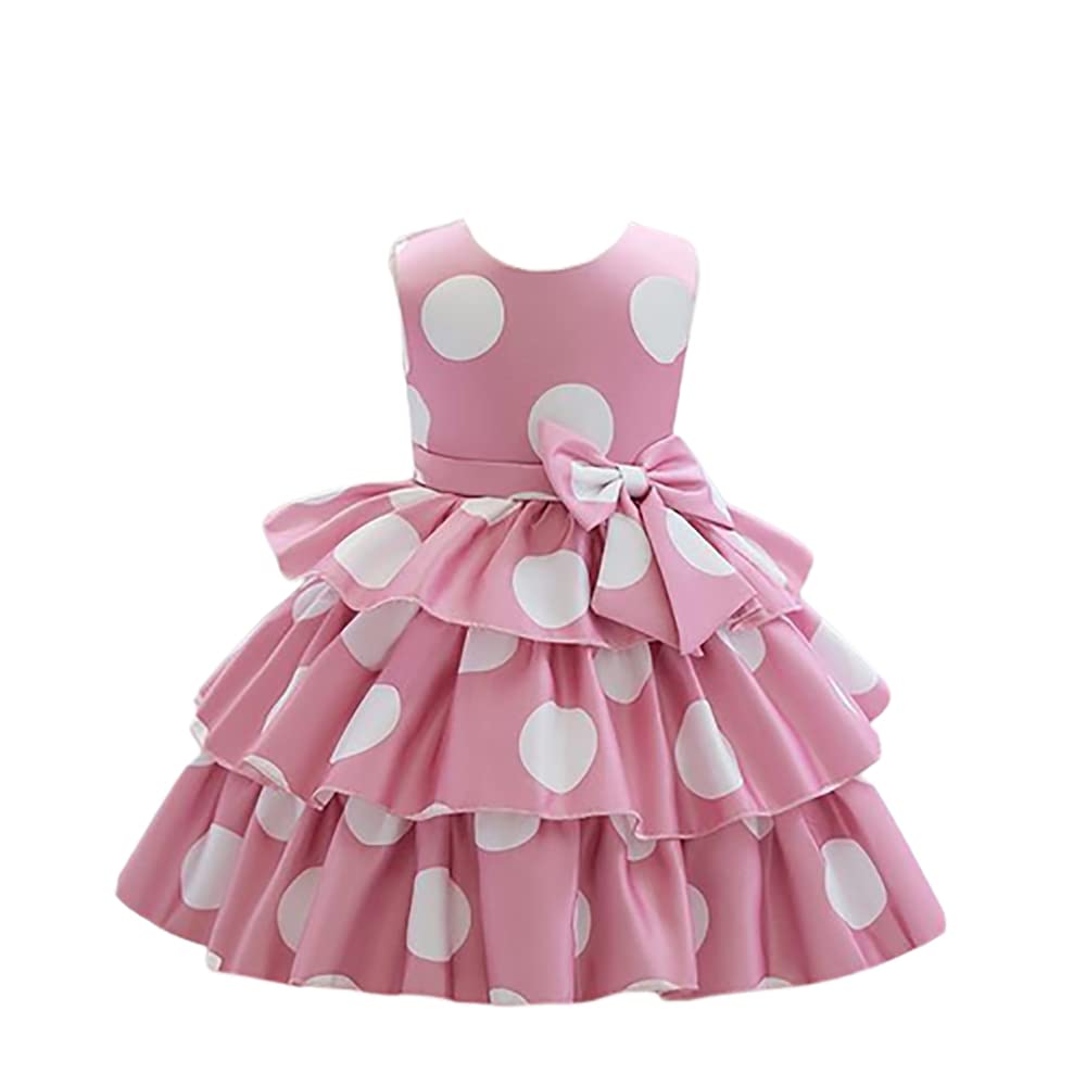 Niren Enterprise Baby-Girl’s Satin Blend A-Line Knee-Length Pink Polka DOT Frock Niren Enterprise Baby-Girl’s Satin Blend A-Line Knee-Length Pink Polka DOT Frock