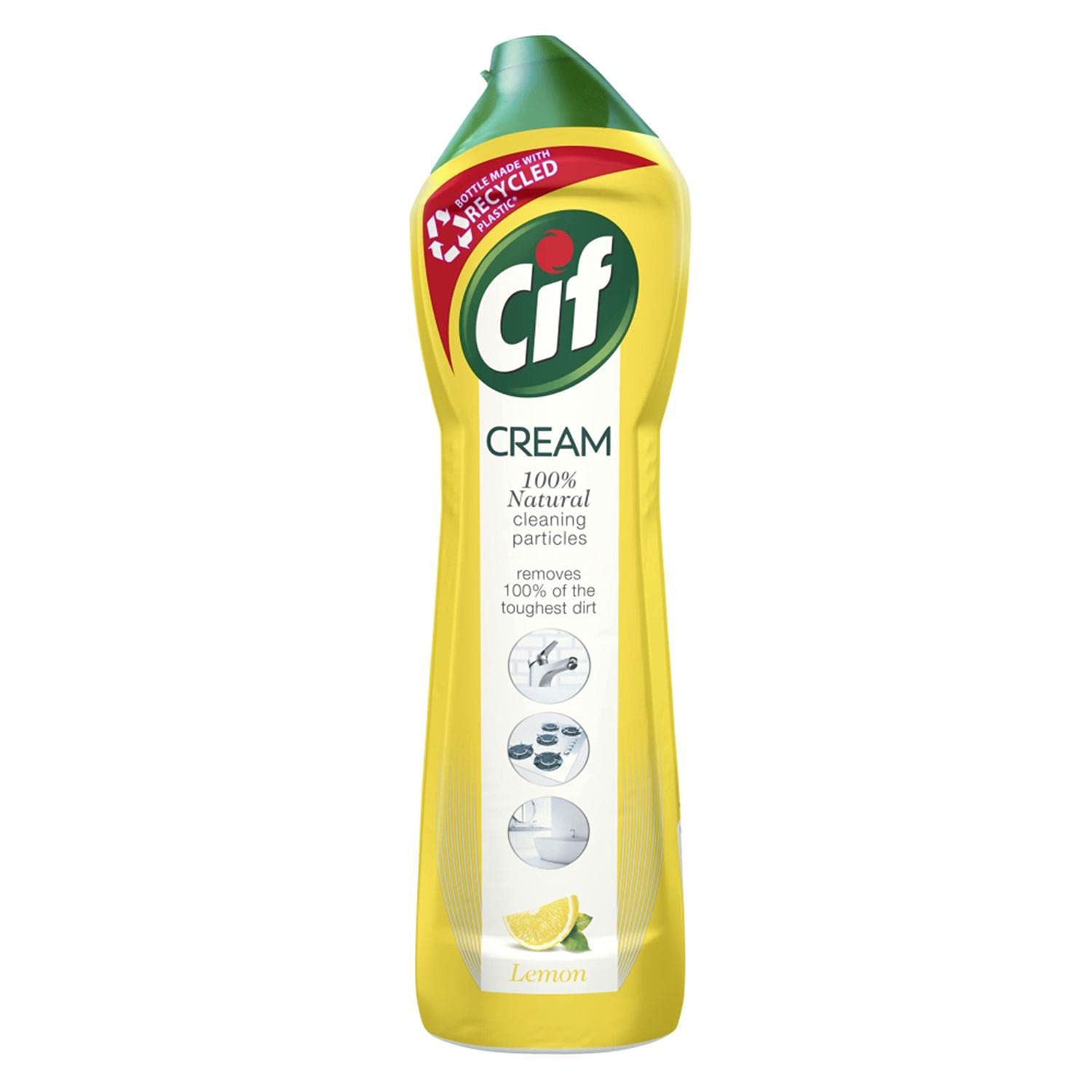 Cif Abrasive Surface Cleaner Cream, Lemon| Kitchen & Bathroom, Removes Grease, Dirt & Tough Stains with Natural Cleaning Particles, 500 ml