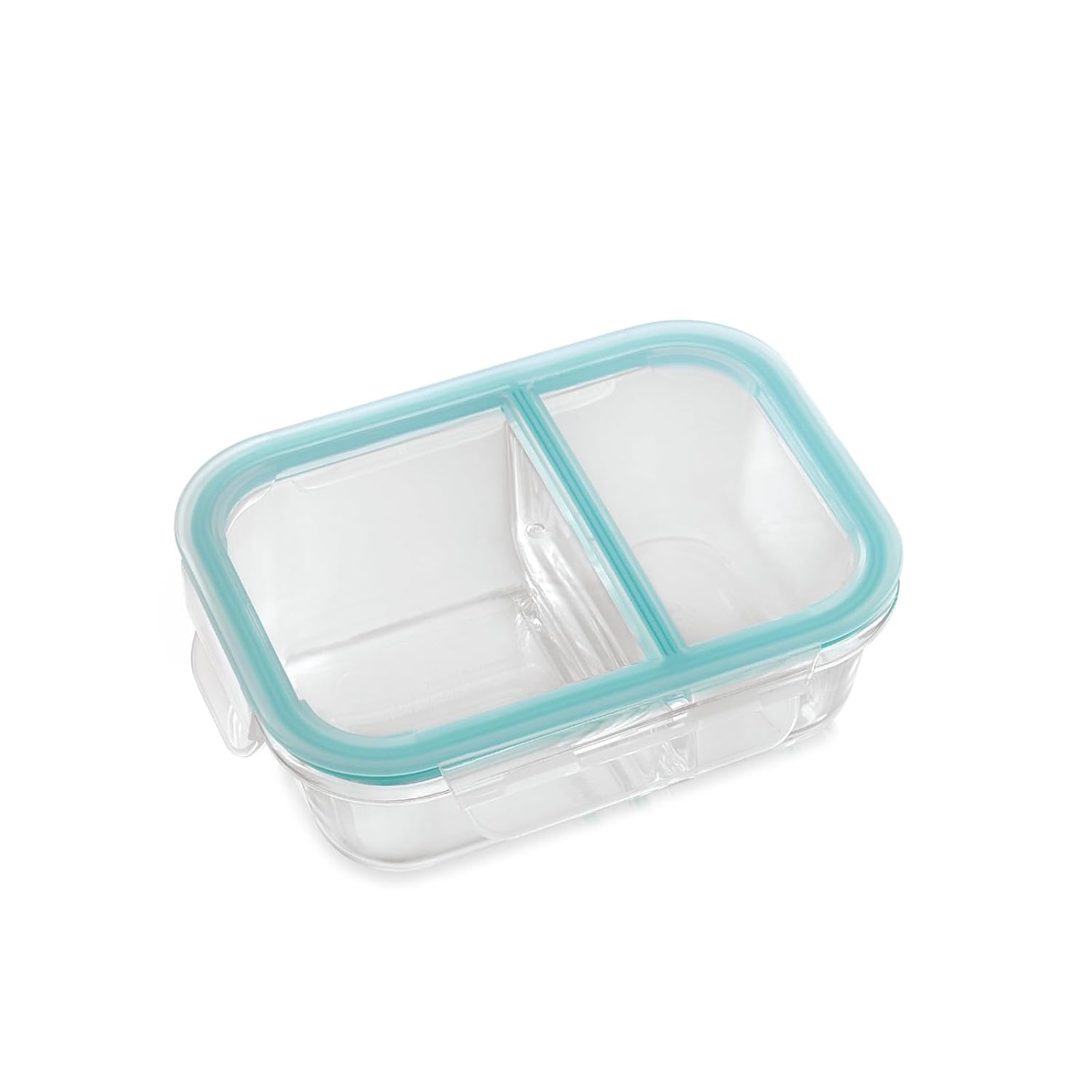 ATTRO Glassox Lunch Box with Two Compartment & Locking Lid Borosilicate Glass Container Microwave & Freezer Safe Air-Tight Leak-Proof 580Ml, Transparent ATTRO Glassox Lunch Box with Two Compartment & Locking Lid Borosilicate Glass Container Microwave & Freezer Safe Air-Tight Leak-Proof 580Ml, Transparent