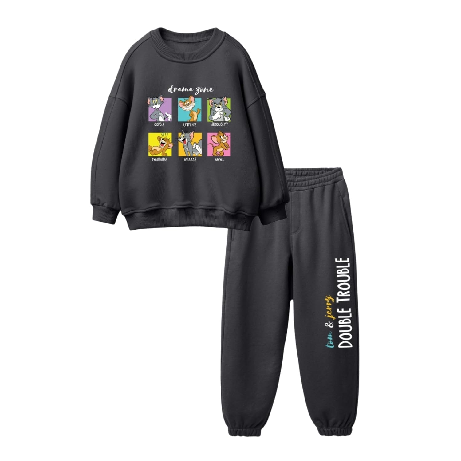 Nap Chief Kids Cotton Official Tom & Jerry Printed Co ord set for Boys & Girls, Sweatshirt and Joggers Clothing Set for Casual Wear Nap Chief Kids Cotton Official Tom & Jerry Printed Co ord set for Boys & Girls, Sweatshirt and Joggers Clothing Set for Casual Wear