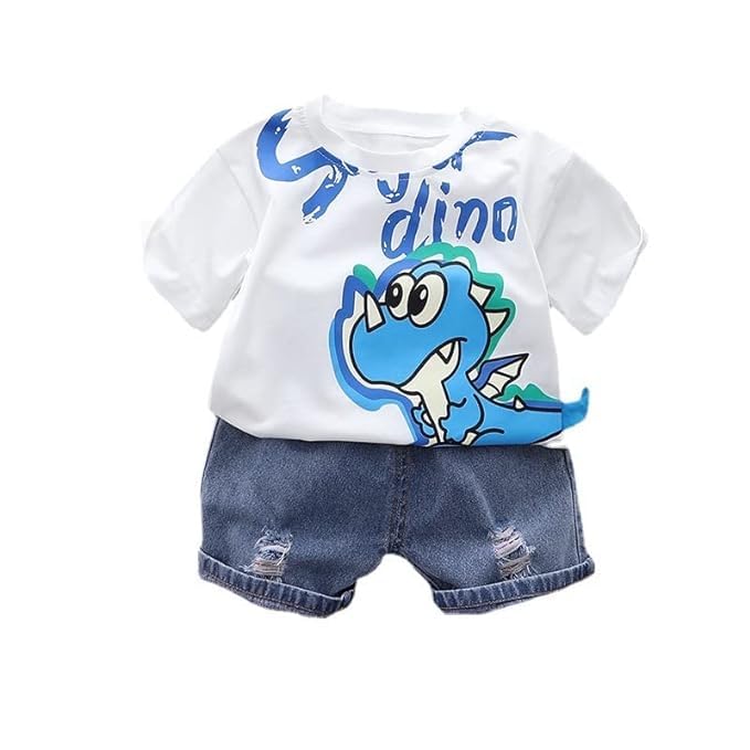 Googo Gaaga Baby Boys Cotton Dino Printed T-Shirt With Shorts Sets Of Clothing Sets