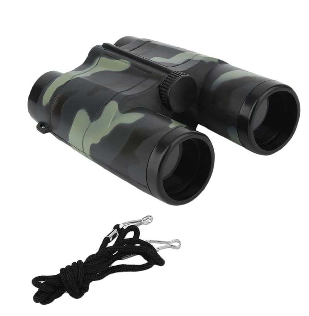 VGRASSP Compact and Portable Army Style Binoculars Toy for Kids – Birdwatching Outdoor Observing Sports – Easy Focus Spy Gear Telescopic Binocular Toy with Neck String
