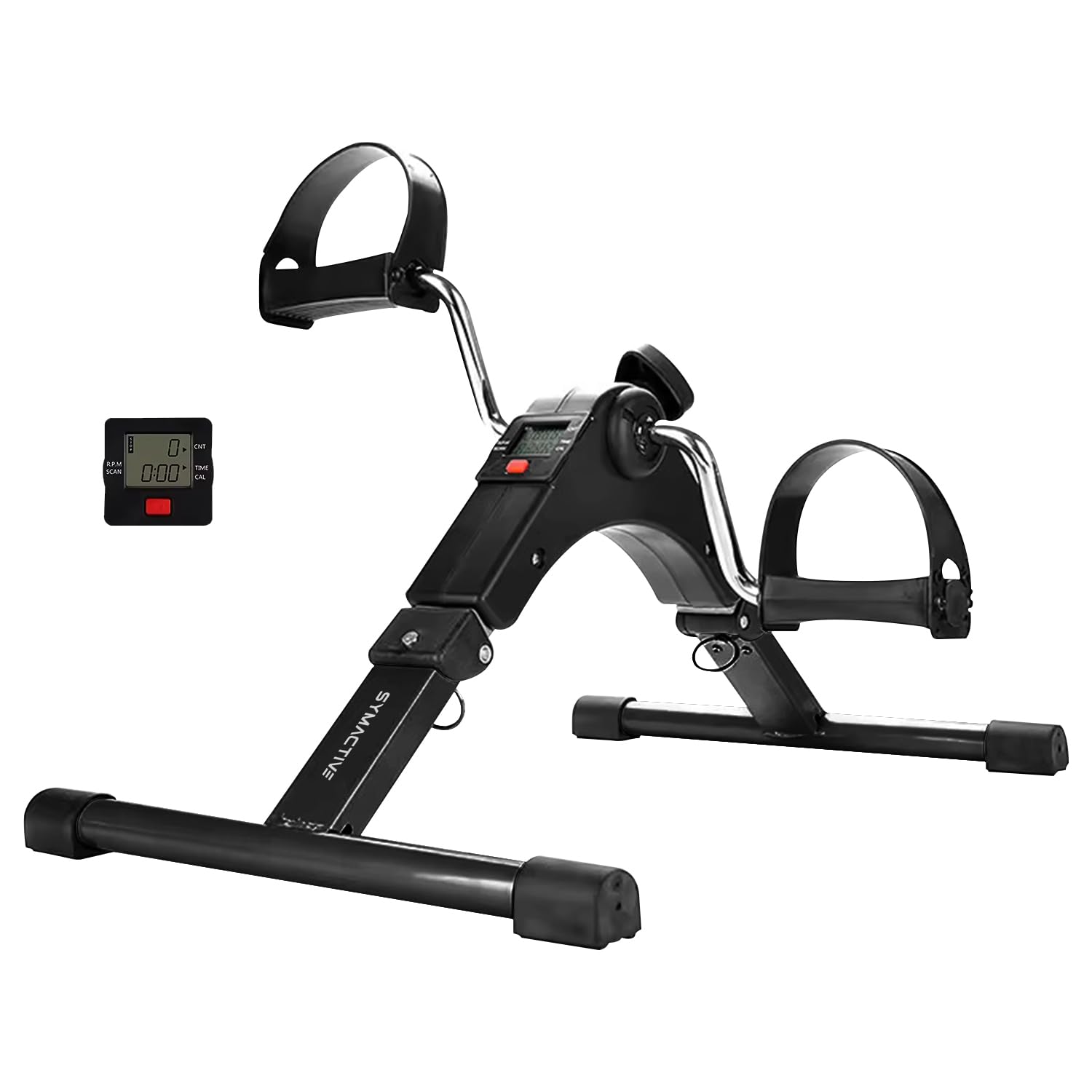 Amazon Brand – Symactive Fitness Mini Cycle Pedal Exerciser | Heavy Material | with Adjustable Resistance Levels and Digital Display | Compact & Portable Design (Black)