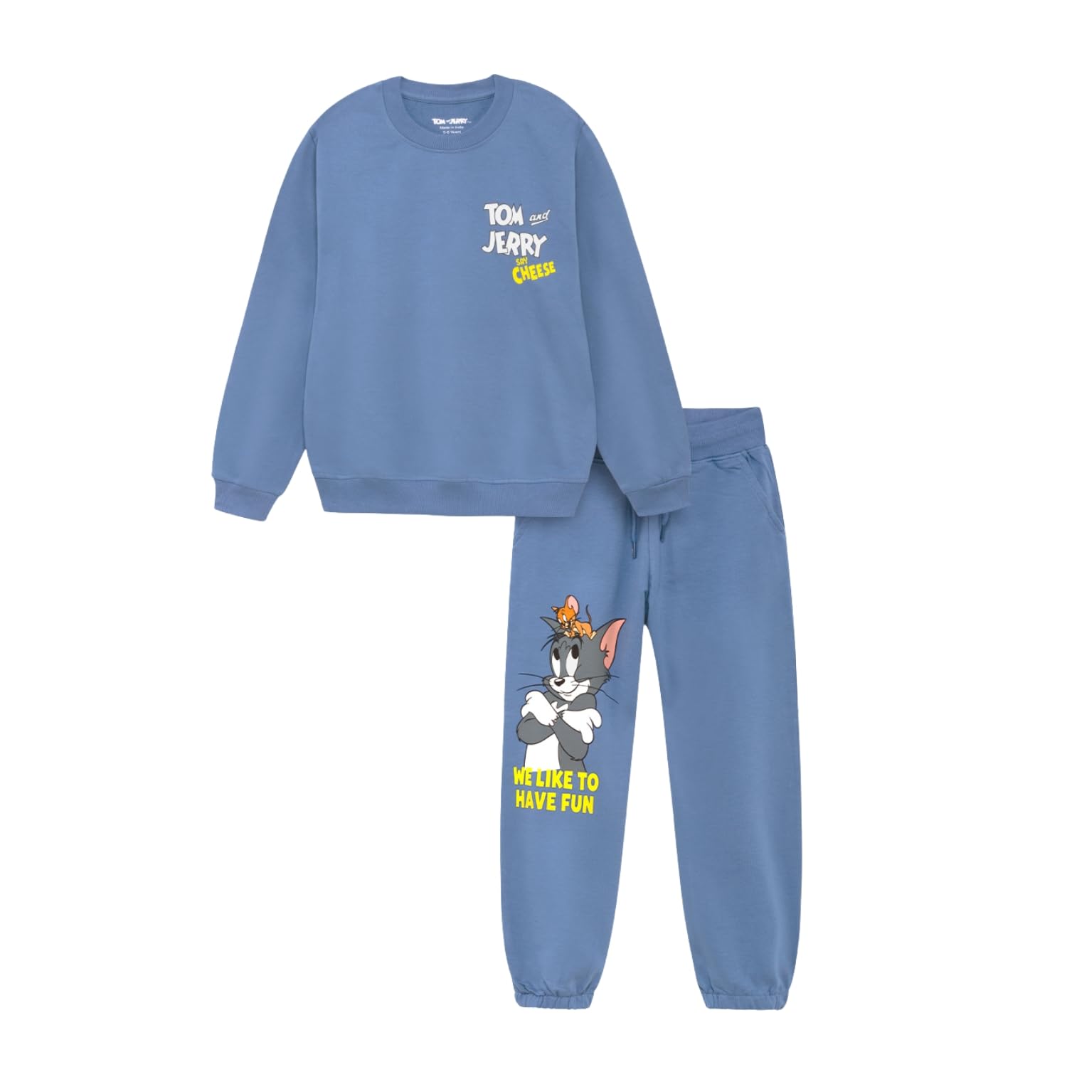 Nap Chief Kids Cotton Official Tom & Jerry Printed Co ord set for Boys & Girls, Sweatshirt and Joggers Clothing Set for Casual Wear Nap Chief Kids Cotton Official Tom & Jerry Printed Co ord set for Boys & Girls, Sweatshirt and Joggers Clothing Set for Casual Wear