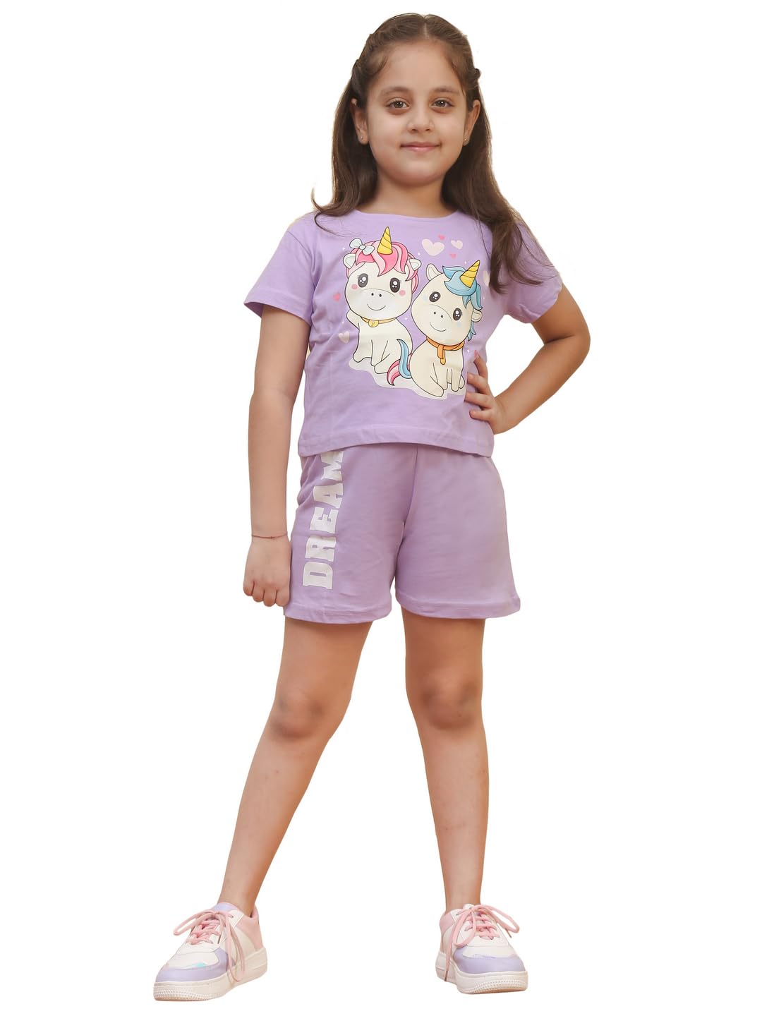 Girls Abstract Printed Coord set Top with Shorts/Loungewear/nightsuit/Daywear