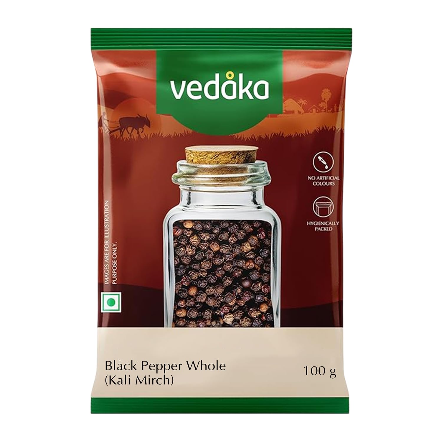 Amazon Brand – Vedaka Black Peppercorn (Kali Mirch), 100g
