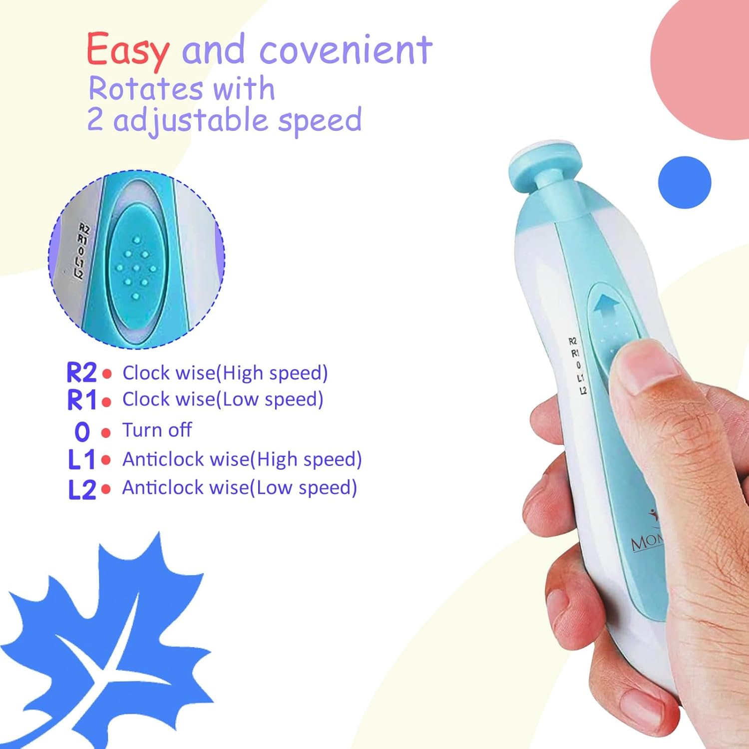 Baby Nail Trimmer New Born with Lights | Electric Baby Nail Cutter 0-6 Months with Multiple Filer Heads Adjustment | New Born Baby Products, Pack of 1
