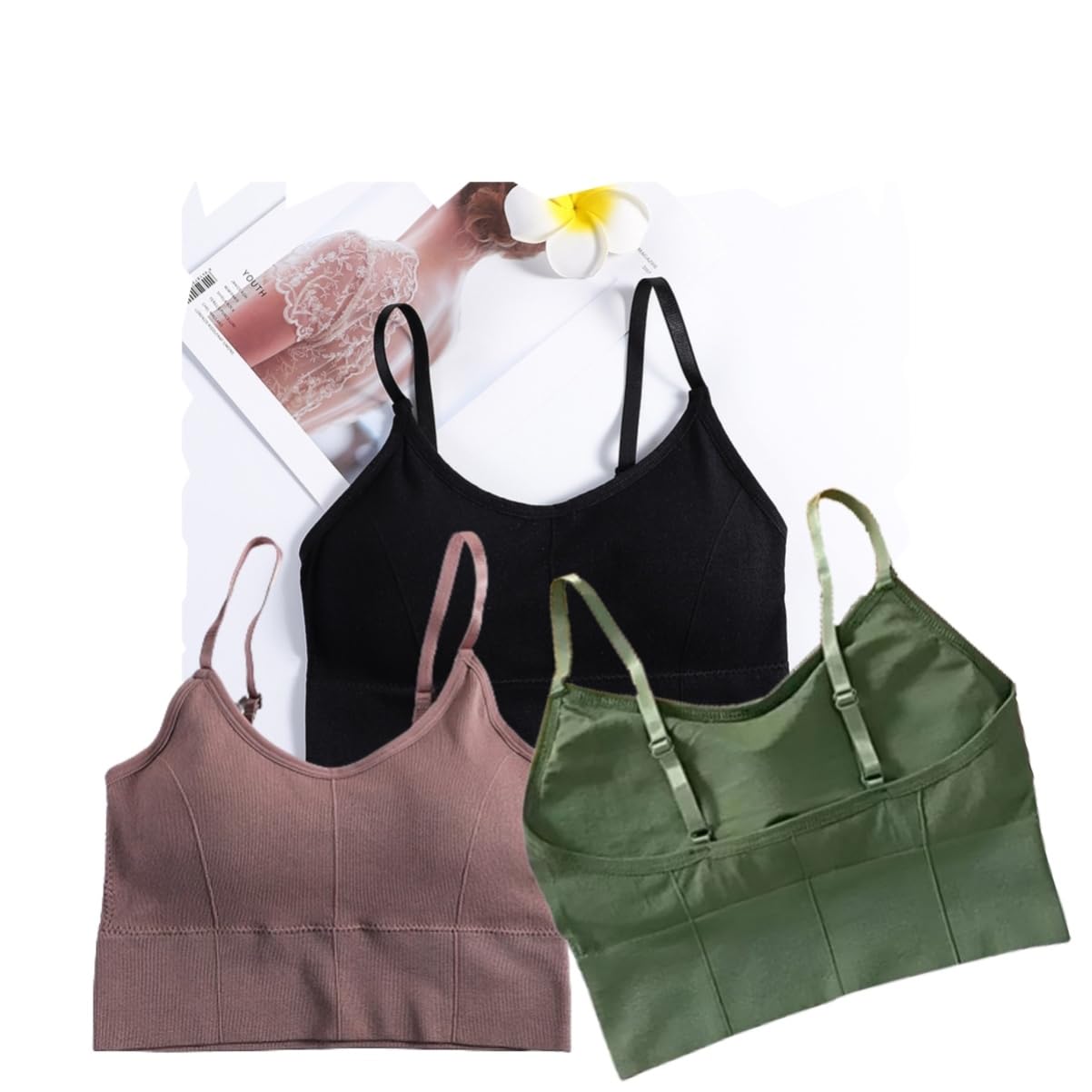 Acnos 7 Colors Women Cotton Padded Wire Free Sports Bra Fitness Yoga and Gymwear Fashionable Lifestyle Outdoor Life Free Size Pack of 3 Size 28-32 Acnos 7 Colors Women Cotton Padded Wire Free Sports Bra Fitness Yoga and Gymwear Fashionable Lifestyle Outdoor Life Free Size Pack of 3 Size 28-32