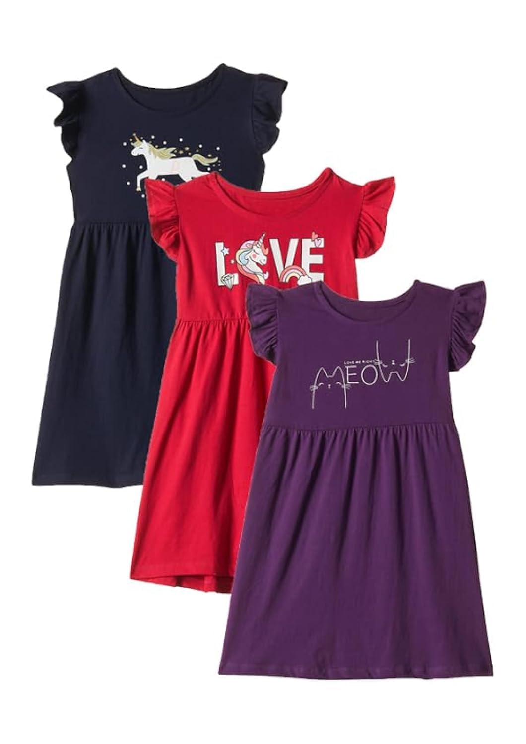 T2F Girl’s Cotton A-Line Knee-Length Casual Dress