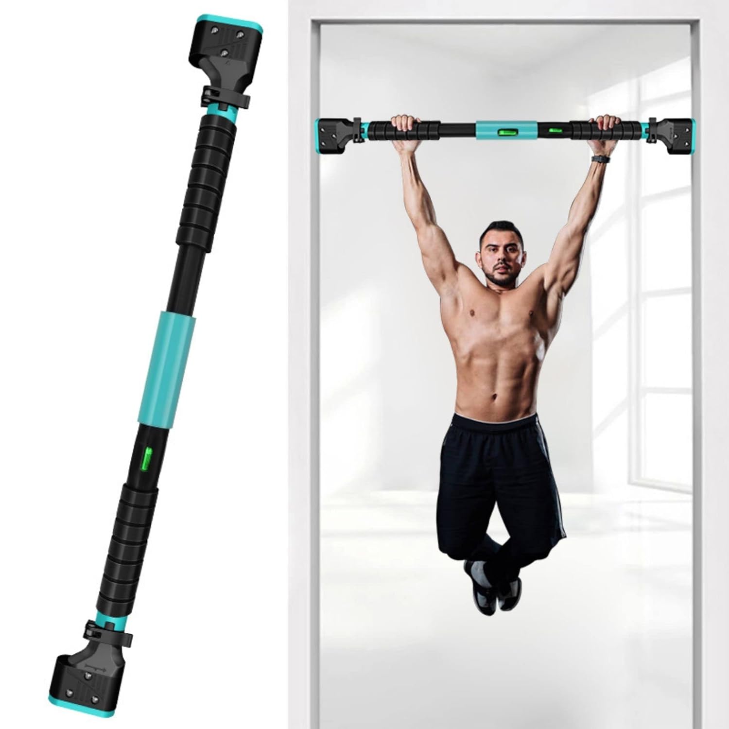 Pull Up Bar Doorway for Home Workout No Screws Chin Up Bar with Locking Mechanism Max Load 200Kg Adjustable (70 to 100 CM) Pull Up Bar Doorway for Home Workout No Screws Chin Up Bar with Locking Mechanism Max Load 200Kg Adjustable (70 to 100 CM)