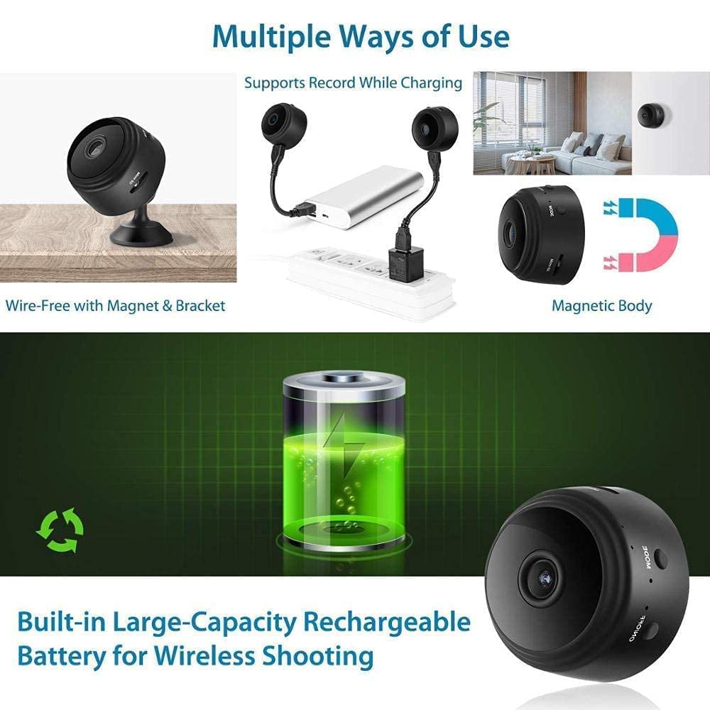 MSTECH WiFi Spy Camera Hidden for Home Outdoor High HD Focus Spy Magnet Mini Live Stream Night Vision IP Wireless 1080P Audio Video Hidden Indoor Nanny Camera for Home Offices Security
