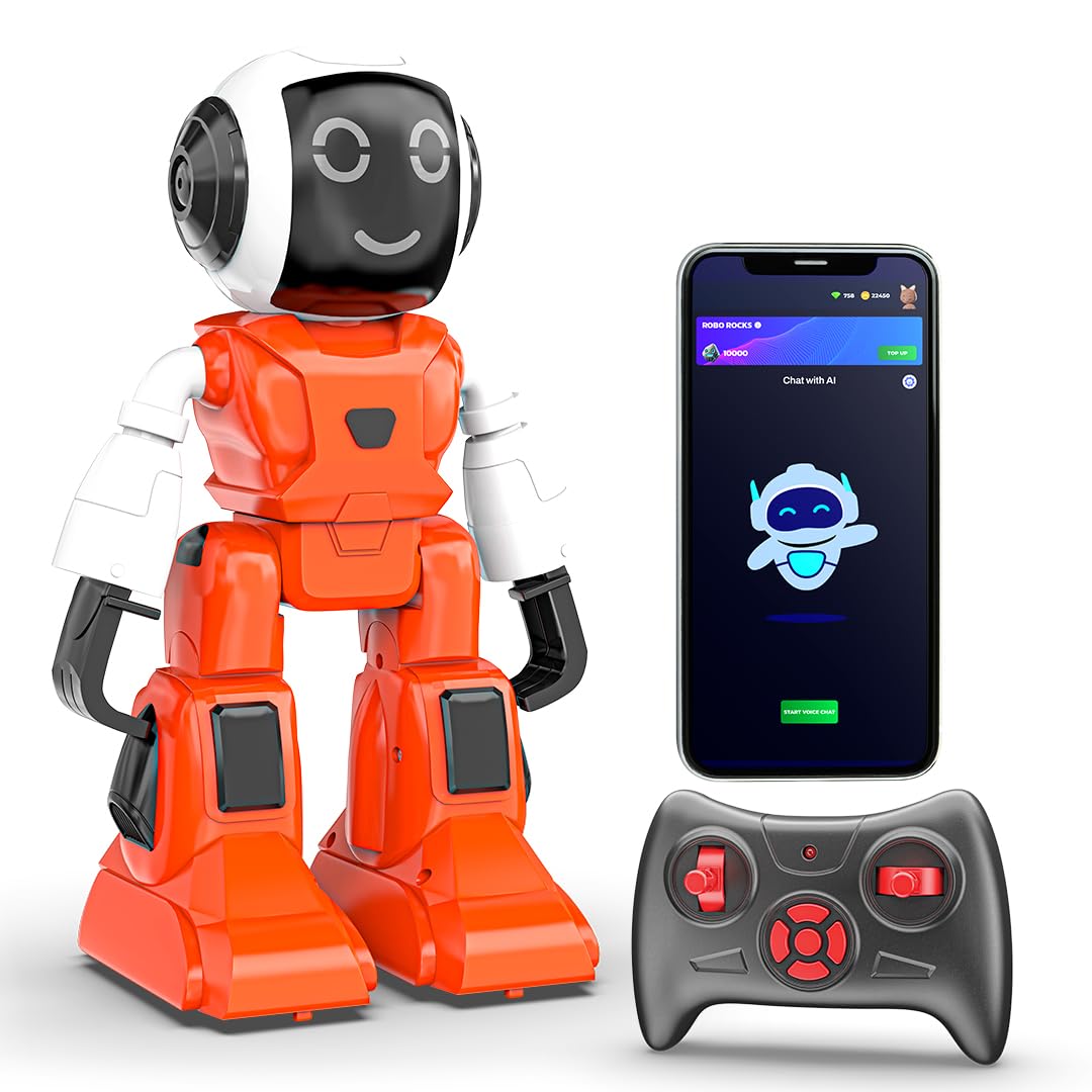 Mirana Moonwalker | Smart Interactive Chat-GPT AI Robot Toy for Kids | USB Rechargeable Type-C | AR Games & in-Built Bluetooth Speaker | Remote & App Controlled | Gift for Boys & Girls 2+ Years (Red)