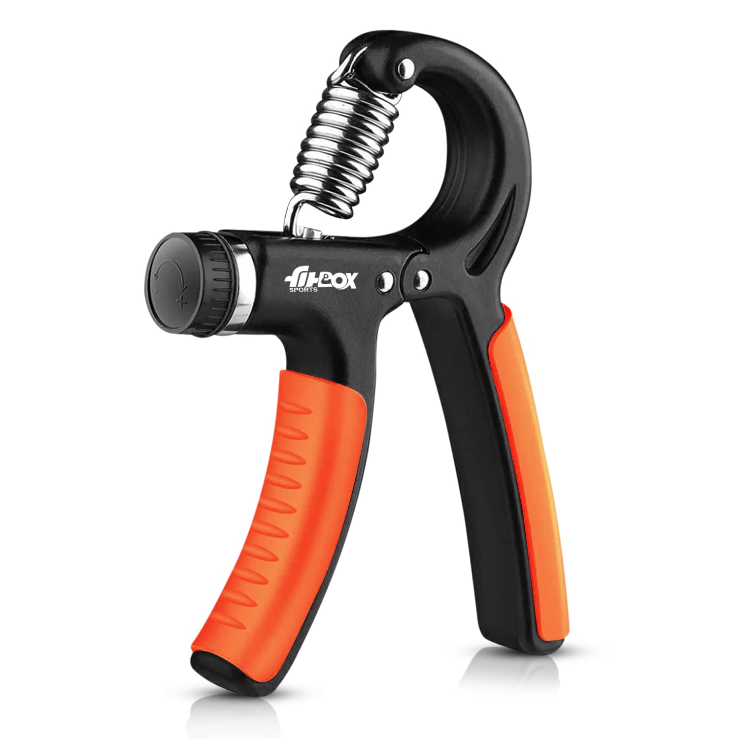 FitBox Sports Adjustable Hand Grip Strengthener (5kg – 60kg) Finger Excerciser, Hand Gripper For Men & Women (Orange), Plastic
