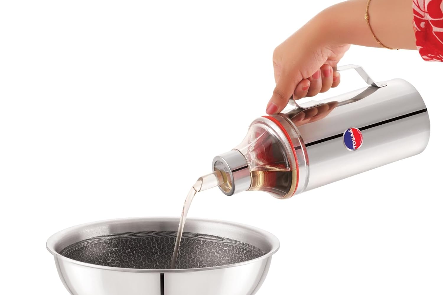 Tosaa Stainless steel Oil dispenser 1000ml | Oil dispenser bottle with drip of Nozzel | Oil can with Handle | Oil Pourer | Pack of 1