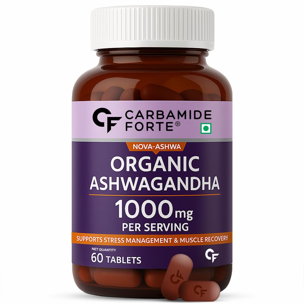 Carbamide Forte Ashwagandha Tablets 1000mg | Organic Ashwagandha Powder Supplements for Men & Women with Chromium Picolinate for Stress And Anxiety Relief | Organic Tablets | 60 Tablets Carbamide Forte Ashwagandha Tablets 1000mg | Organic Ashwagandha Powder Supplements for Men & Women with Chromium Picolinate for Stress And Anxiety Relief | Organic Tablets | 60 Tablets