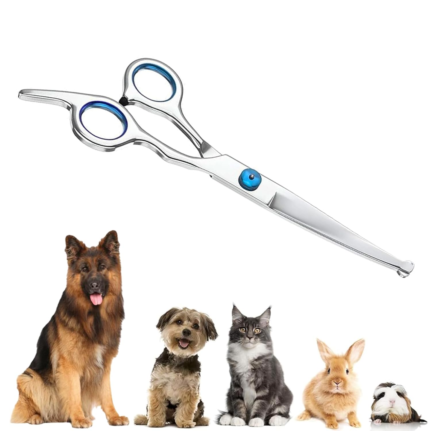 1PCS Dog Grooming Scissors, Professional Stainless Steel Blades with Zinc Alloy Handles, Down Curved Scissor for Precise Face and Paw Trimming, 17 cm Pet Hair Cutting Tool for Dogs and Cats