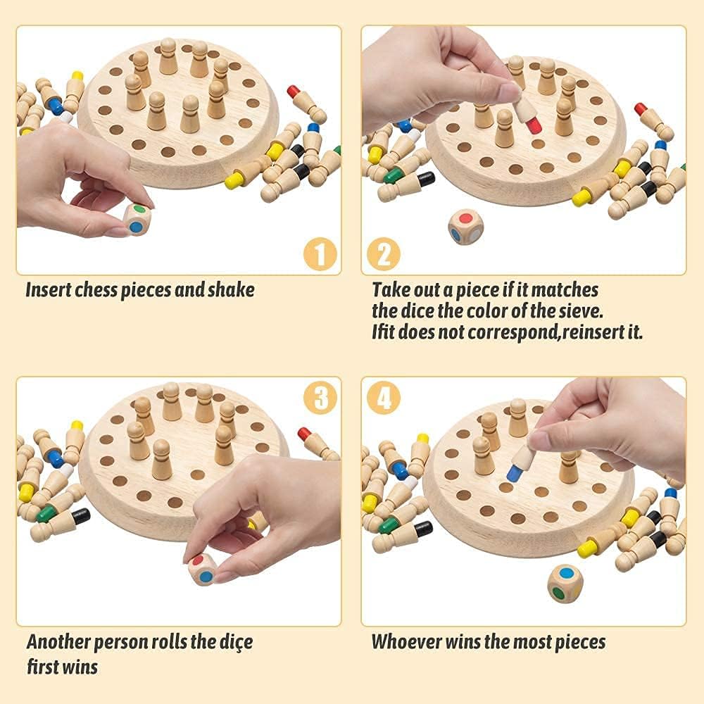 WUDLY® Wooden Memory Chess Game for Kids | Fun Indoor Board Game for 5-10 Years | Mind Logic Memory Match Stick Game | Brain Booster Toy for Boys & Girls | Kids Board Games 7+ Years (Memory Chess)